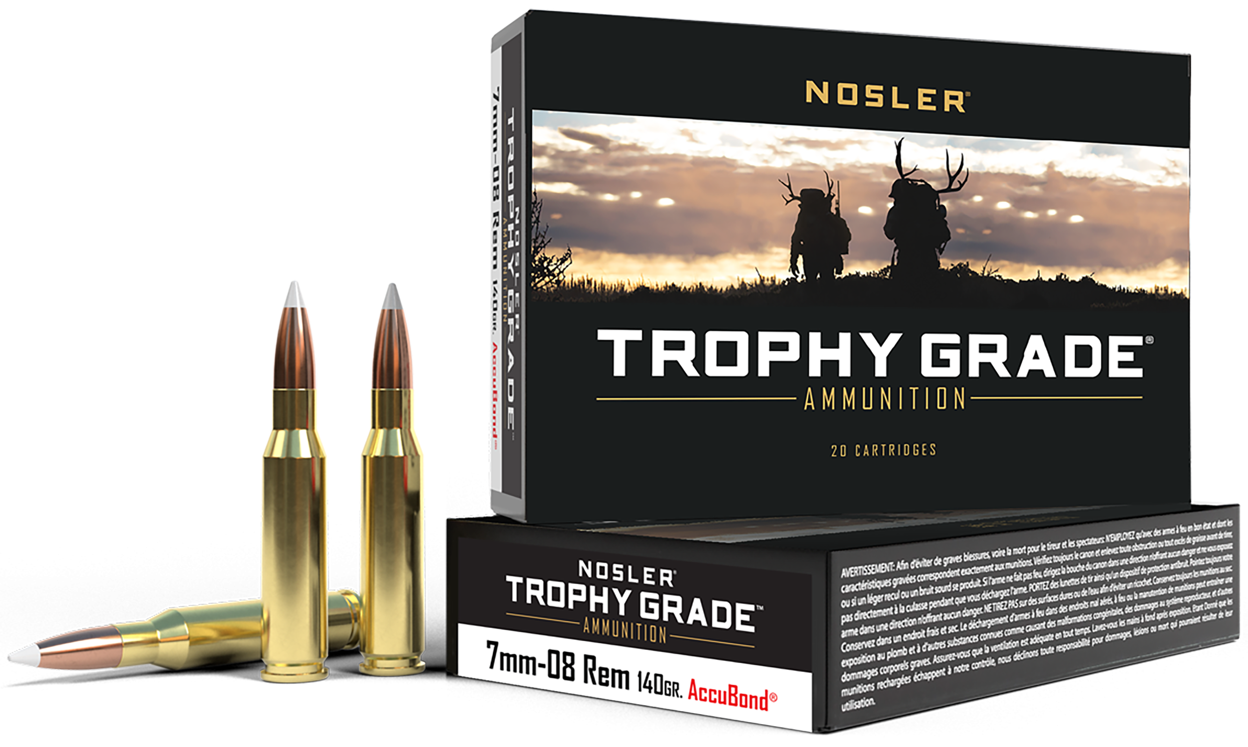 Nosler 60042 Trophy Grade  7mm-08Rem 140gr Nosler AccuBond 20 Per Box/10 Case