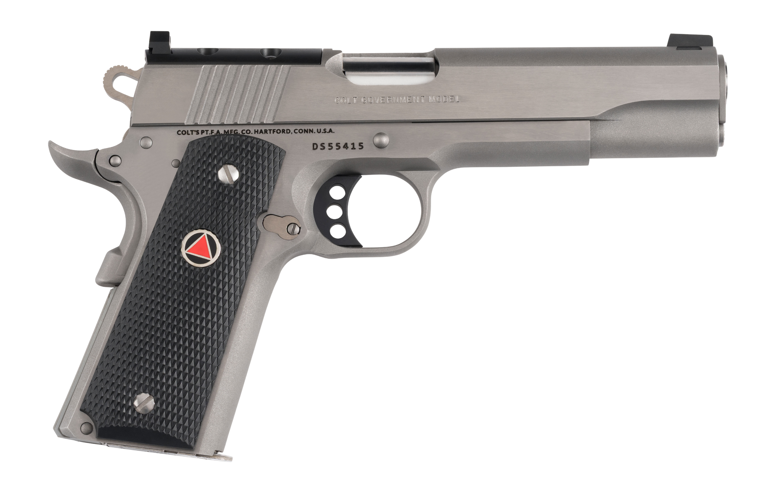 Colt Mfg O2020XEOR 1911  Government 10mm Auto 8+1 5" Polished Stainless Steel Optic Ready/Serrated Slide & Frame w/Beavertail, Black Polymer w/Delta Medallions Grip