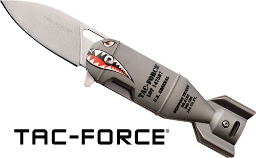 MC TAC-FORCE 2.25" DROP POINT FOLDER GREY SHARK BOMB/SS!