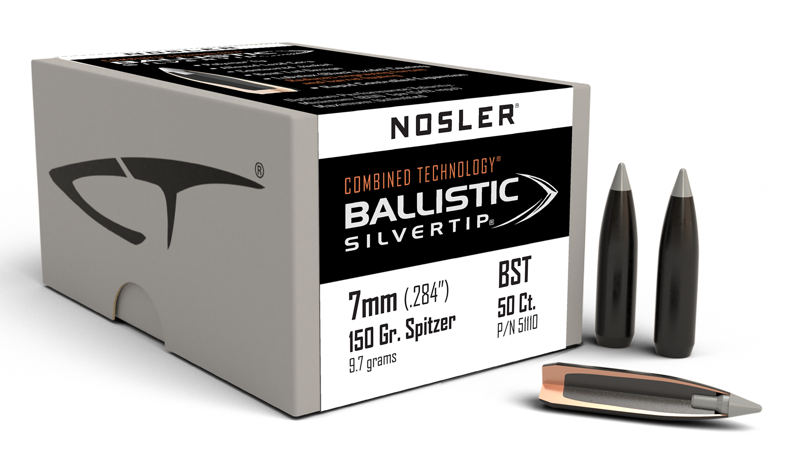 Nosler 51110 Ballistic Silvertip  7mm 150gr Spitzer Point 50/Box