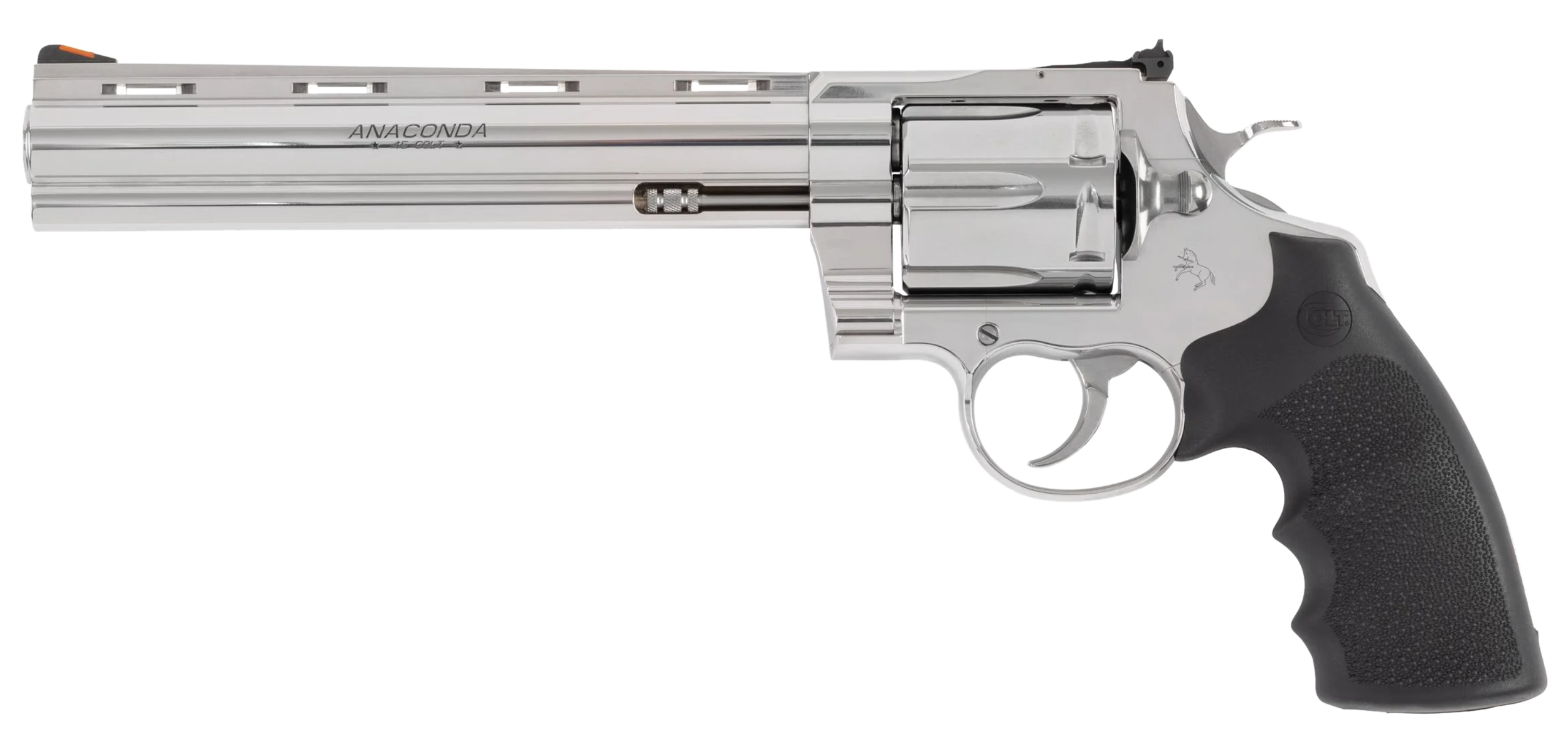 Colt Mfg ANACONDASP8RTS45C Anaconda 45 Colt (Long Colt) 6rd Shot 8" Stainless Vent Rib Barrel, Cylinder & Frame, Black Grip