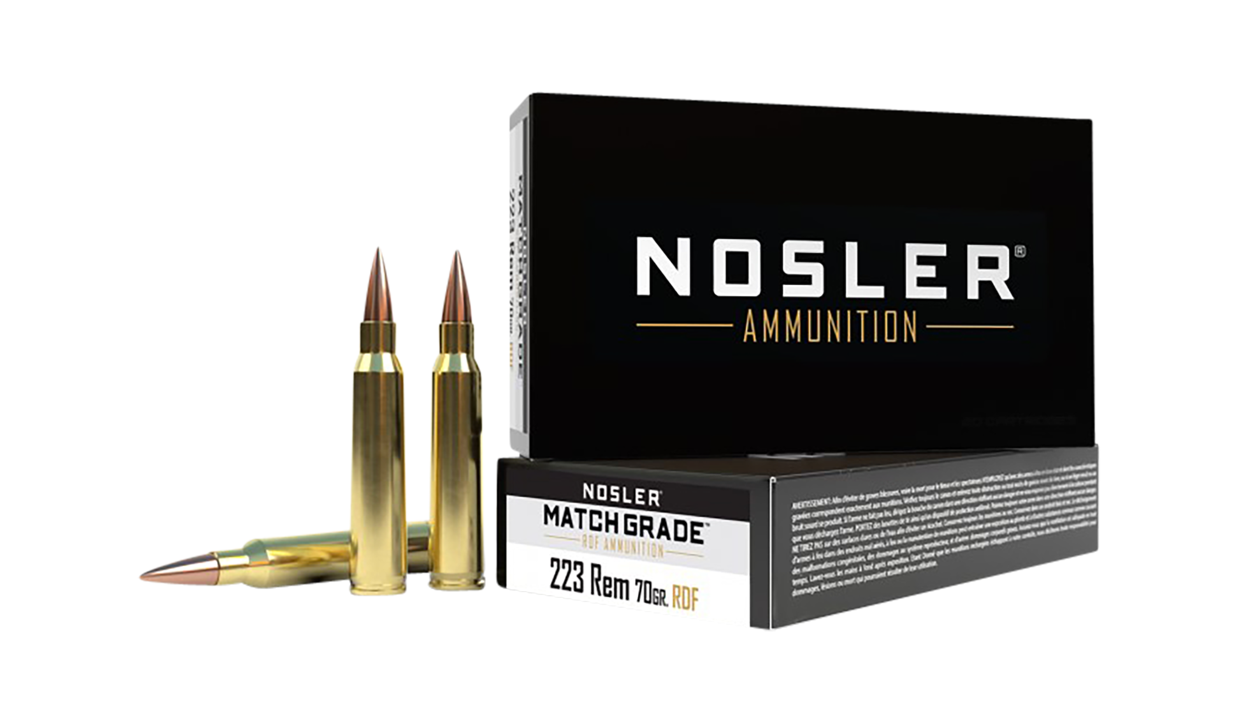 Nosler 60130 Match Grade RDF 223Rem 70gr RDF Hollow Point Boat Tail 20 Per Box/40 Case