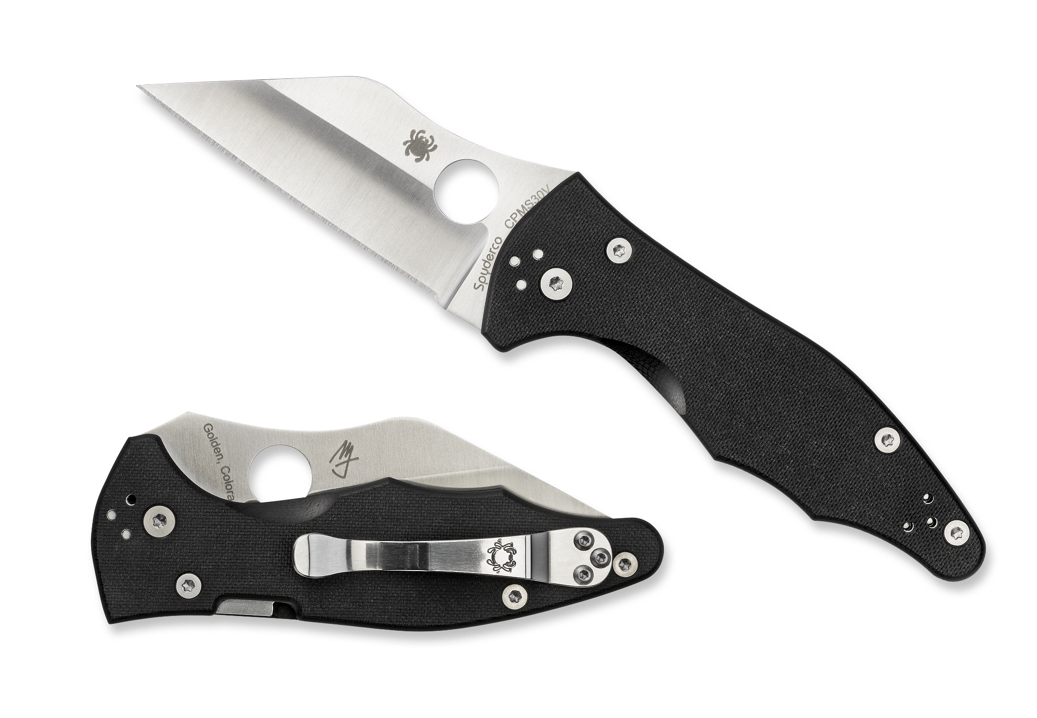 Spyderco C85GP2 Yojimbo 2  3.20" Folding Wharncliffe Plain Satin CPM S30V SS Blade/ Black Textured G10 Handle Includes Pocket Clip