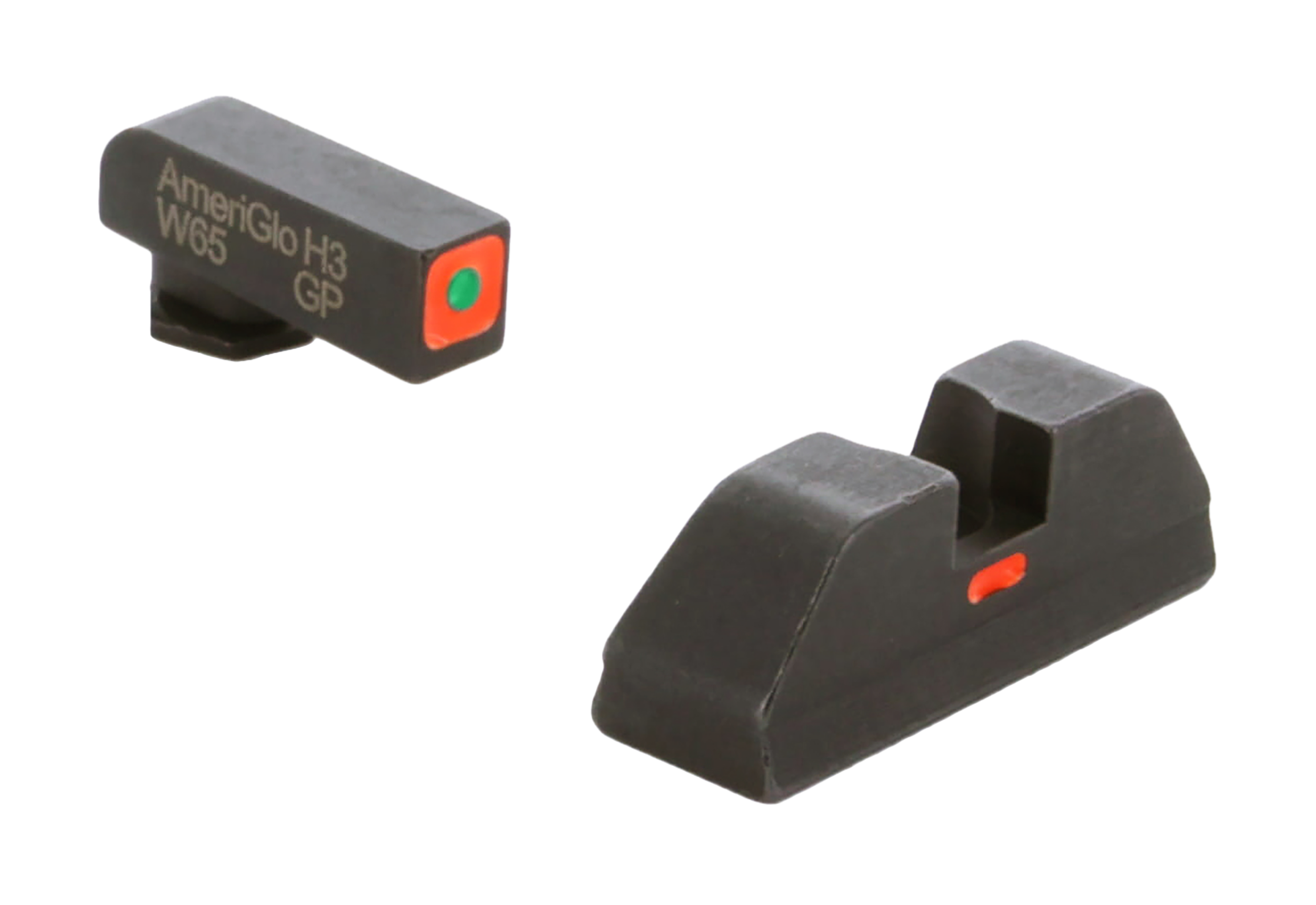 AmeriGlo GL616 CAP Sight Set for Glock Green Tritium Orange Outline Front Sight Orange-Bar Rear Sight