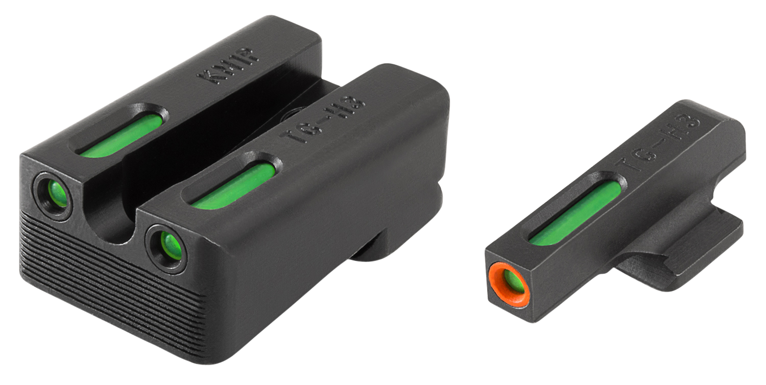 TruGlo TG13KM1PC TFX Pro  Black | Green Tritium & Fiber Optic Orange Outline Front Sight Green Tritium & Fiber Optic Rear Sight