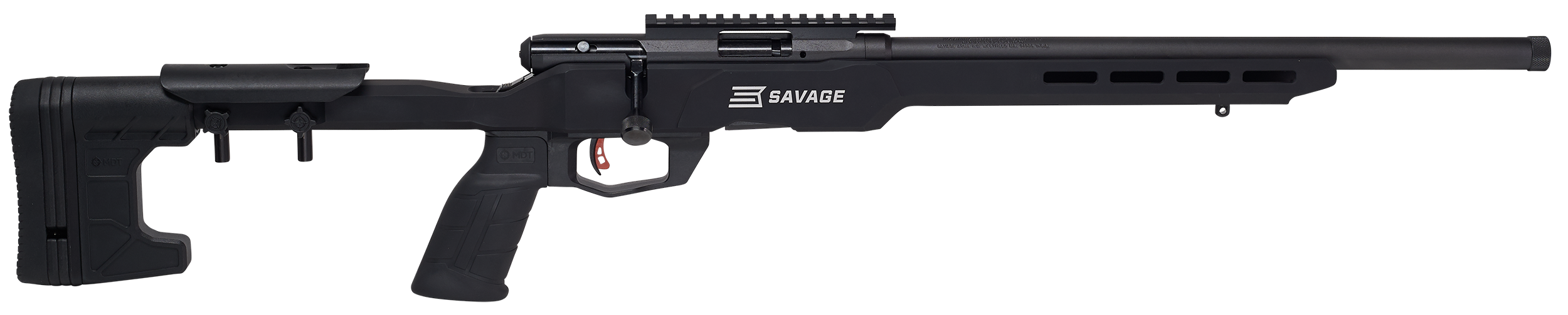 Savage Arms 70548 B Series Precision Full Size 22 WMR 10+1 18" Matte Black Threaded Barrel, Matte Black Picatinny Rail Carbon Steel Receiver, Matte Black MDT ACC Chassis Aluminum Stock, Black Polymer