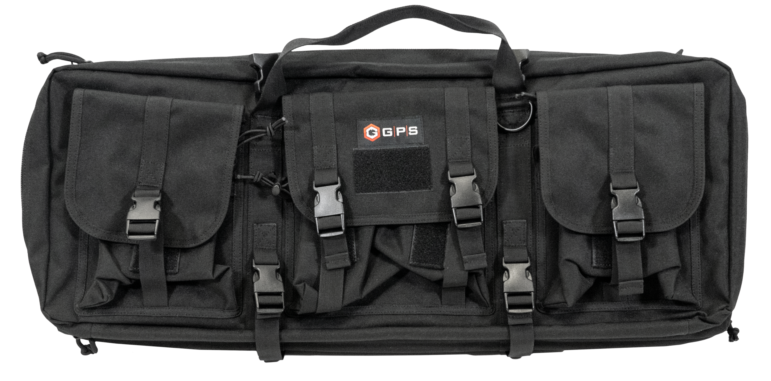 GPS Bags DRC28 Double Rifle Case Black 600D Polyester w/ 2 Padded Pistol Sleeves MOLLE Webbing & Lockable Zippers