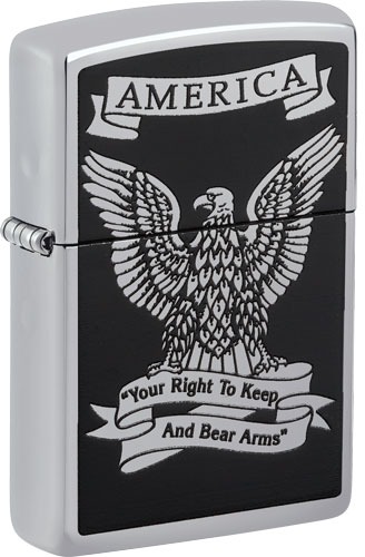 ZIPPO WINDPROOF LIGHTER EAGLE RIGHT TO BEAR ARMS