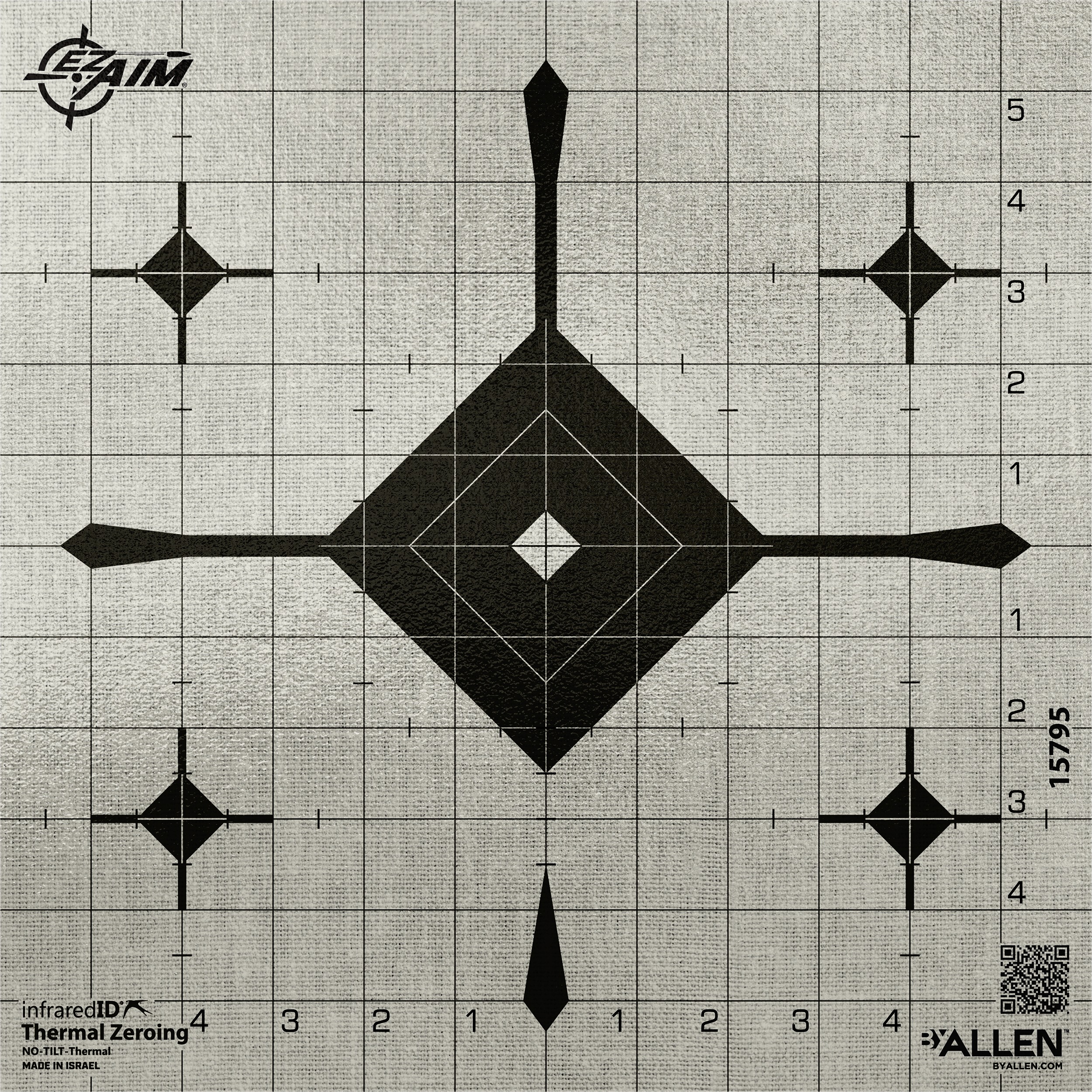 EZ-Aim 15795 Grid Bullseye Adhesive Thermal ID Bullseye Paper 12" x 12" Gray
