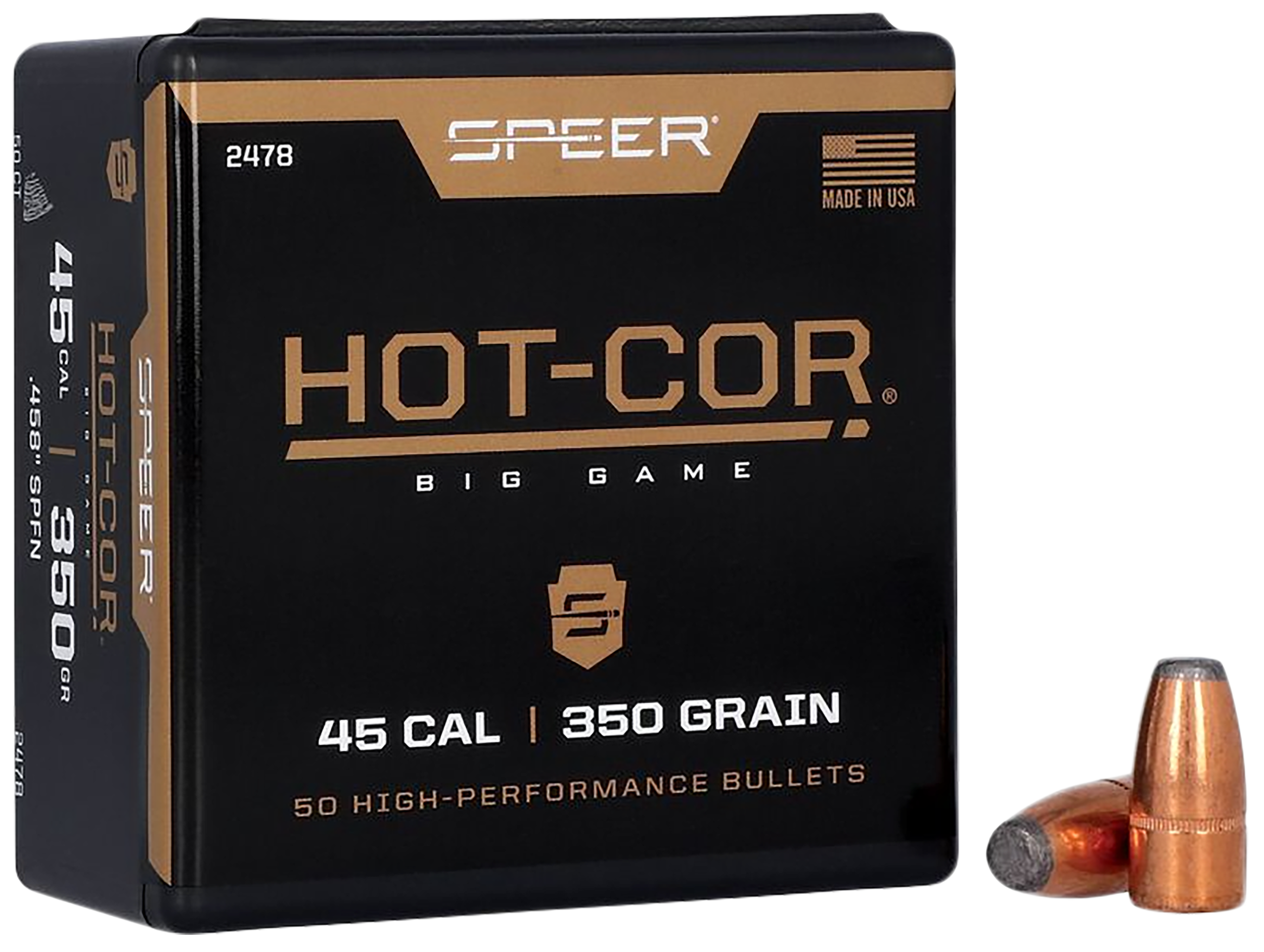 Speer 2478 Hot-Cor 45Cal 350gr Soft Point Flat Nose 50 Per Box/5 Case
