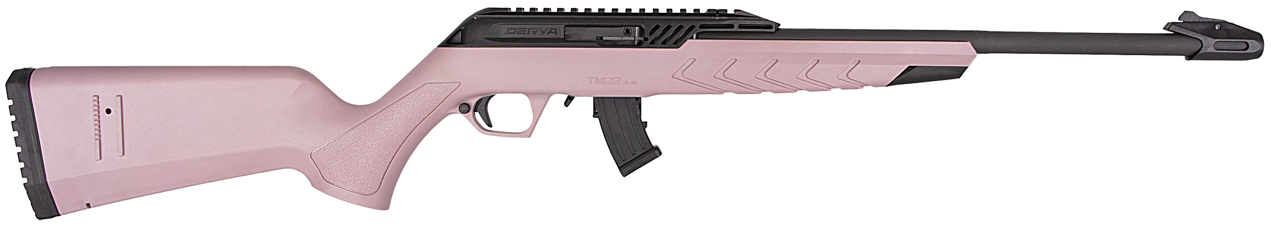 Derya Firearms TM22.STAN.PINK.18 TM22 Standard Full Size 22 LR 10+1 18" Black Target Barrel, Black Anodized Aluminum Receiver w/Picatinny Rail, Pink Adjustable Polymer Stock