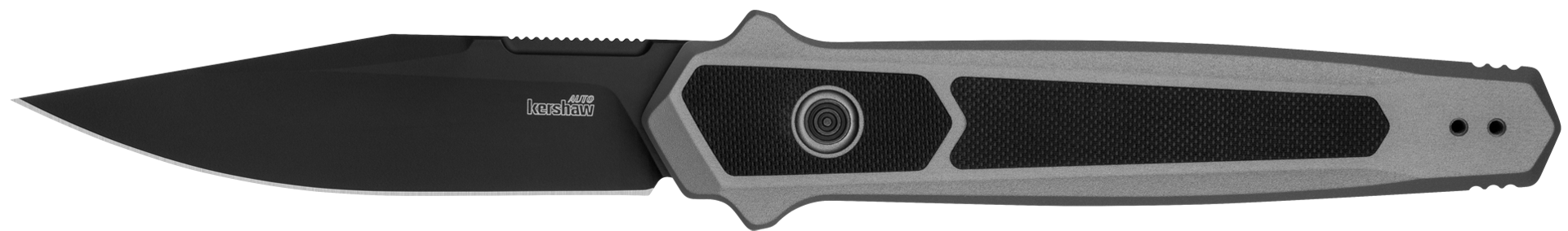 Kershaw 7951 Launch 17 Automatic 3.50" Folding Clip Point Plain Black Cerakote S35VN Blade, Gray Anodized w/Black G10 Inlays Aluminum Handle, Includes Pocket Clip