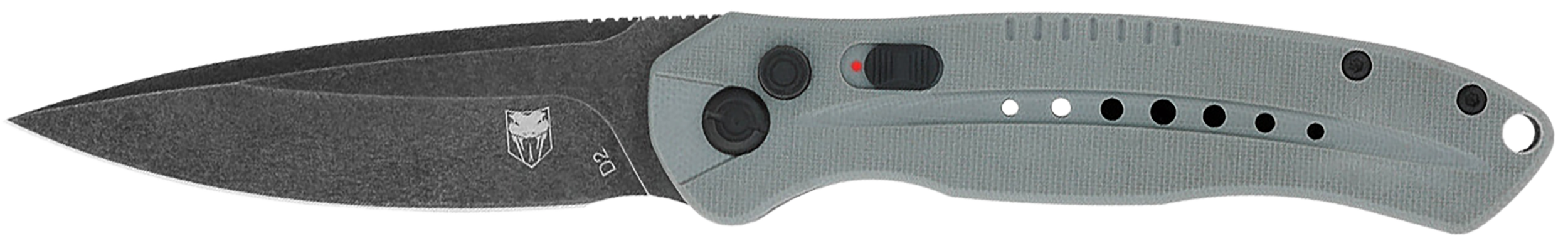CobraTec Knives GRYDIABLOAUTO Diablo 3.50" Folding Black Stonewashed D2 Steel Blade, 4.75" Gray Textured G10 Scales Handle