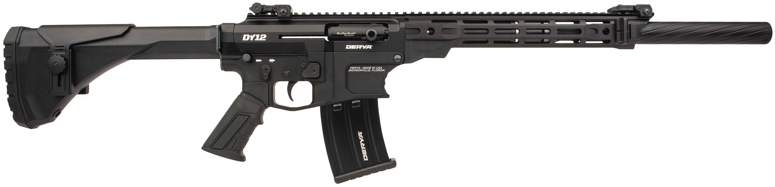Derya Firearms DY1220CAUS  DY12 12 Gauge Semi-Auto 5+1 20" Threaded Barrel 7075-T6 Aluminum Receiver Mil-Spec Pistol Grip