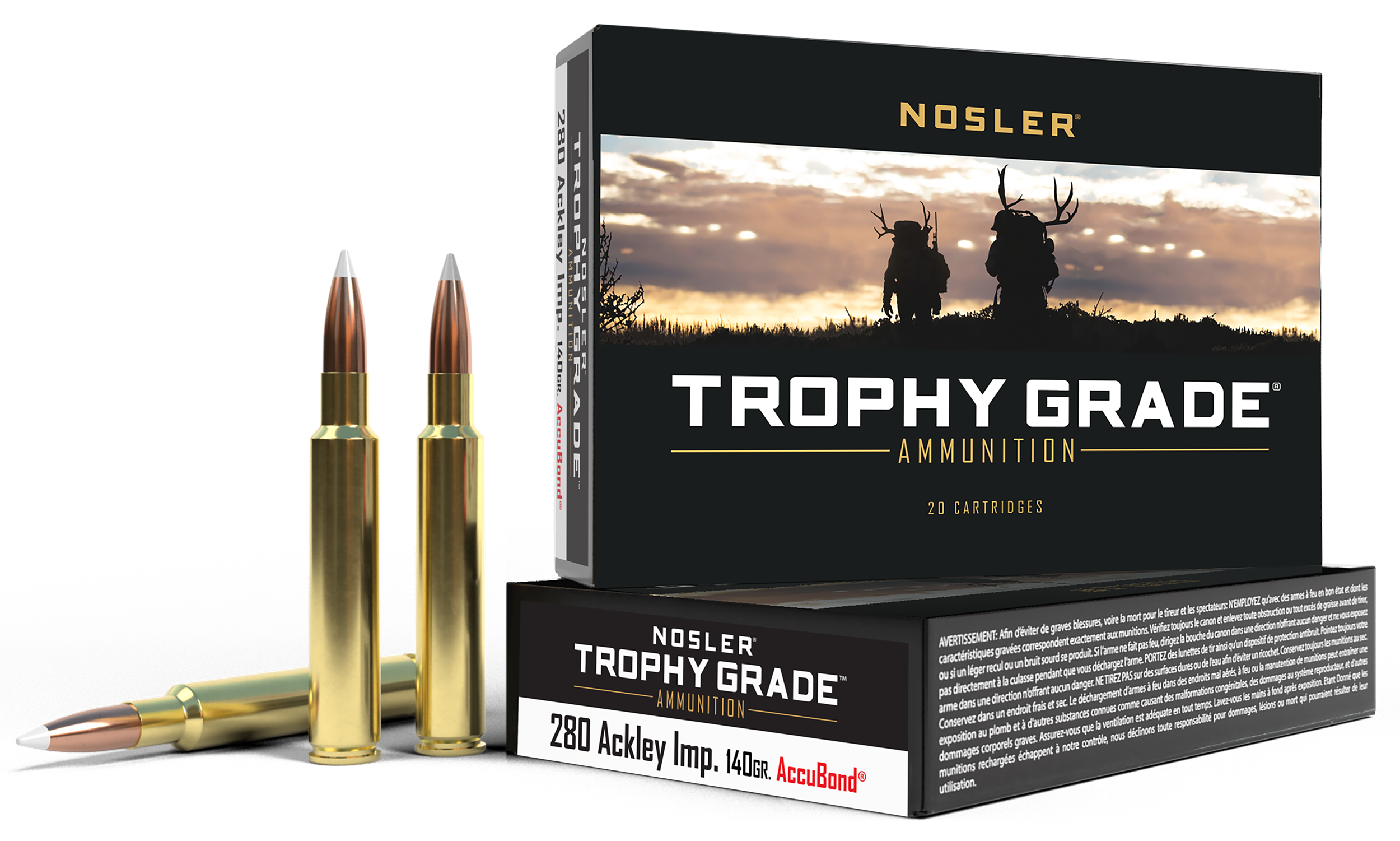 Nosler 60043 Trophy Grade  280Ackley Improved 140gr Nosler AccuBond 20 Per Box/10 Case