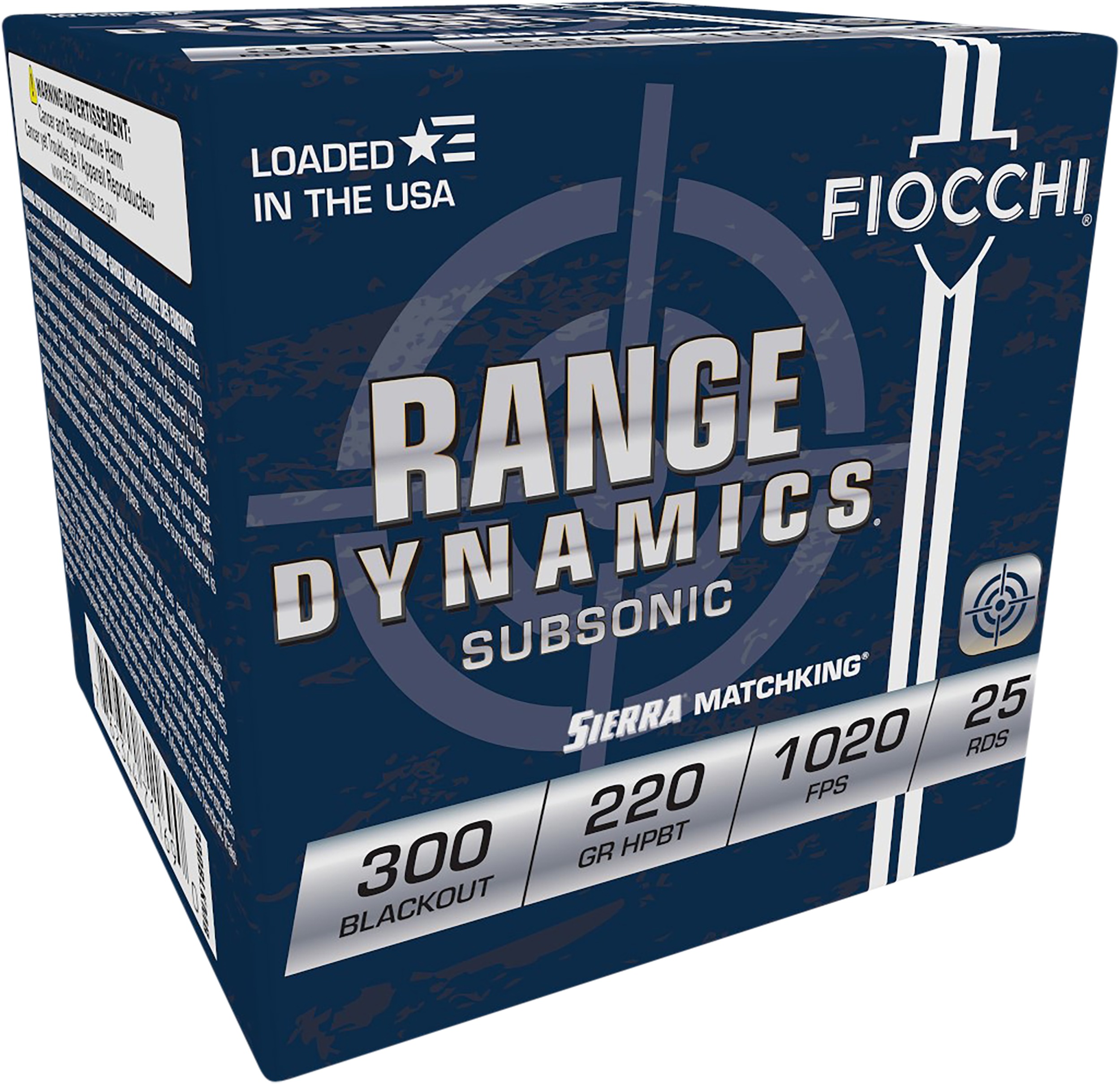 Fiocchi 300BLKMB Range Dynamics  300Blackout 220gr Sierra MatchKing BTHP 25 Per Box/20 Case
