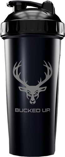 BUCKED UP SHAKER 28OZ BLACK & GRAY LOGO BPA FREE