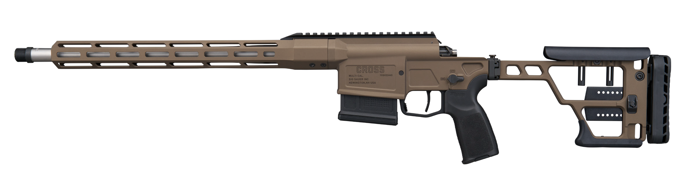 Sig Sauer CROSS30816BBRZ Cross  308 Win 5+1 Brushed Precision Stainless Steel Taper-Lok Barrel, Bronze Cerakote Aluminum Receiver w/Picatinny Rail, M-LOK Handguard, Precision Adj Folding Stock, Black
