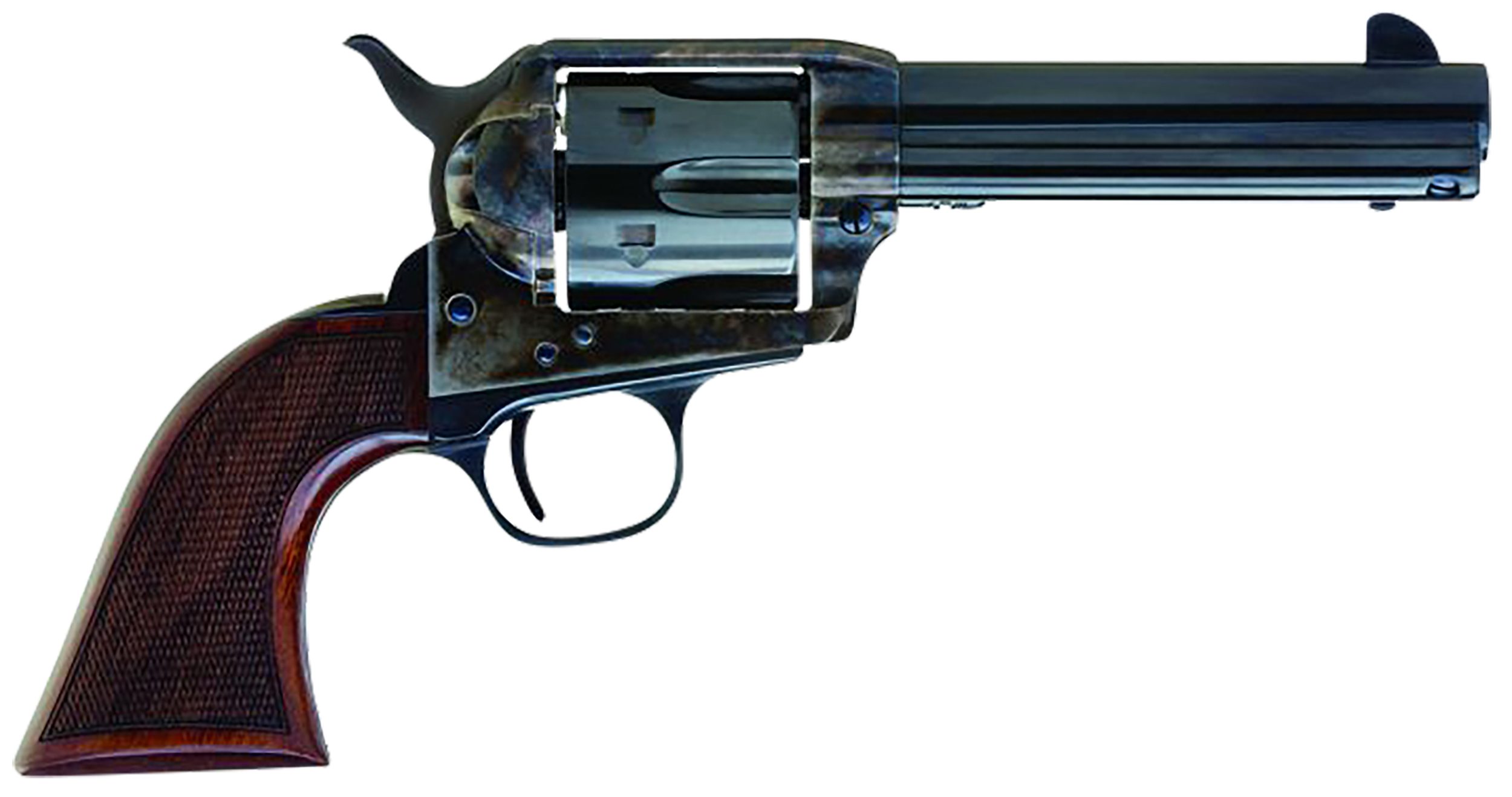 Cimarron AR400 Arizona Ranger 357 Mag 6 Shot, 4.75" Blue w/Engraved "Arizona Ranger" Steel Barrel, Blued Cylinder, Color Case Hardened Steel Frame, Checkered Walnut Grip, Exposed Hammer