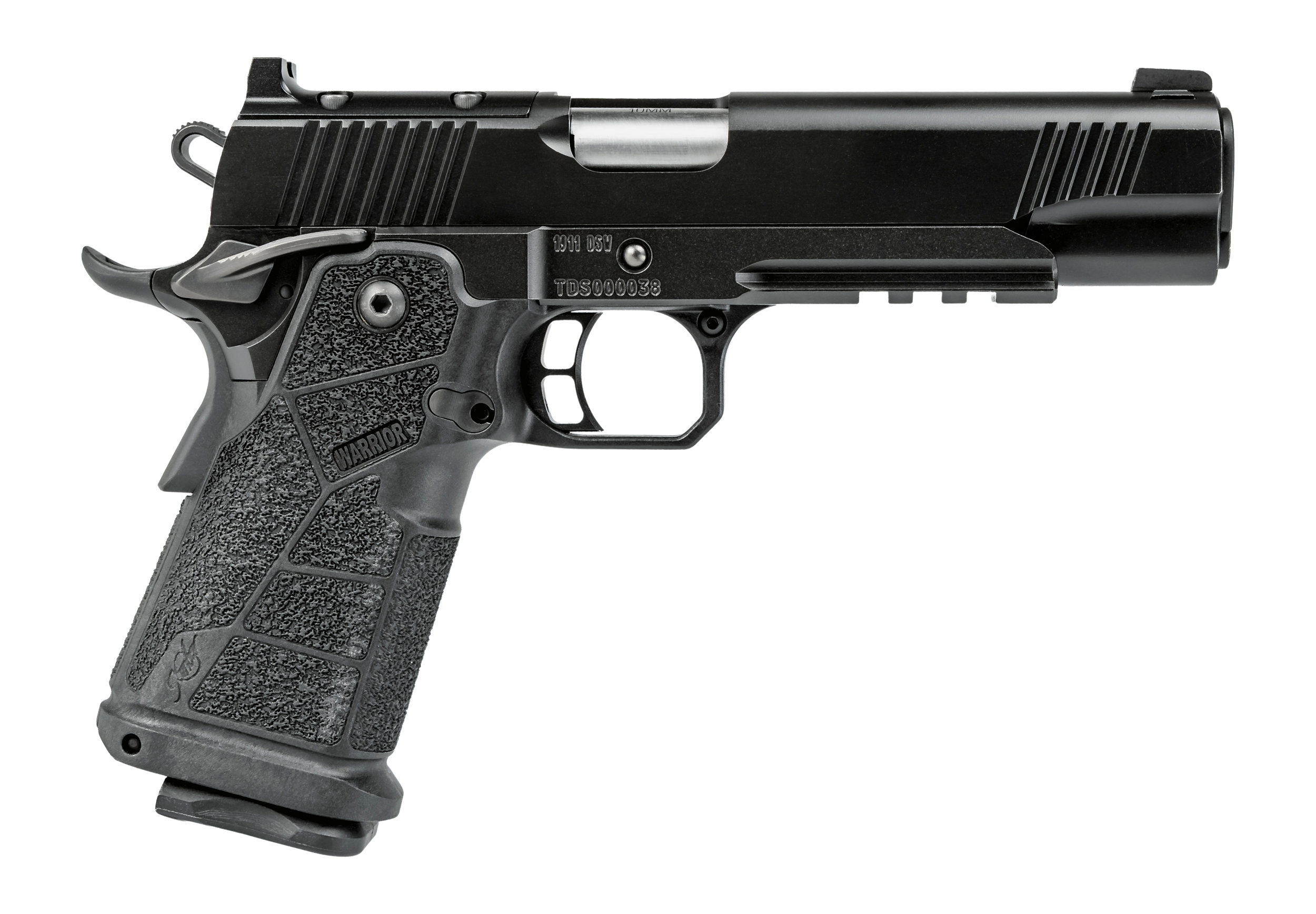 Kimber Mfg, Inc 3600301 DS Warrior 38 Super 20+1 5" Matte Stainless Barrel, KimPro Black Optic Cut/Serrated Slide, Black Stainless Steel Frame w/Beavertail & Picatinny Rail, Black Carbon Fiber Grip,