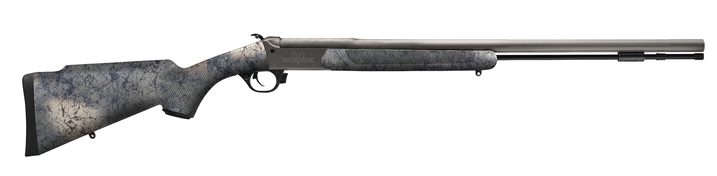 Traditions CR846604437 NitroBolt 50 Cal Firestick 24" Tungsten Cerakote Fluted Threaded Barrel, Tungsten Cerakote Drilled & Tapped Steel Receiver, Adj Cheek Piece & LOP Desert Web Synthetic Stock