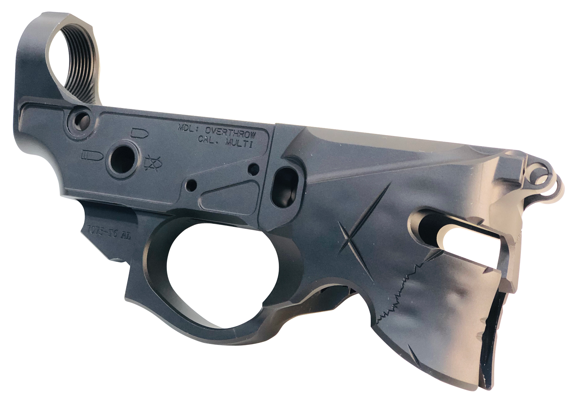 Sharps Bros SBLR07 Overthrow Stripped Lower Multi-Caliber Black Anodized Finish 7075-T6 Aluminum Compatible w/Mil-Spec Ar-15 Internal Parts