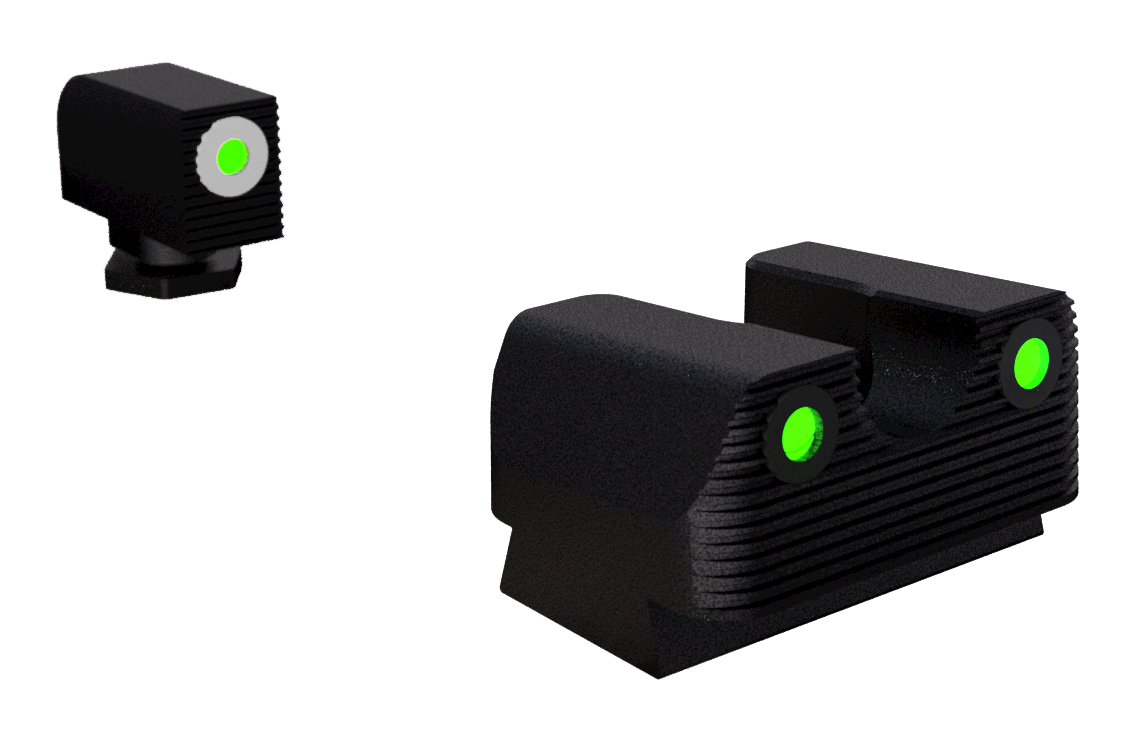 Rival Arms RA1B231G Night Sights for G17/G19  Green Tritium White Outline Front Sight-Green Tritium Black Outline Rear Sight