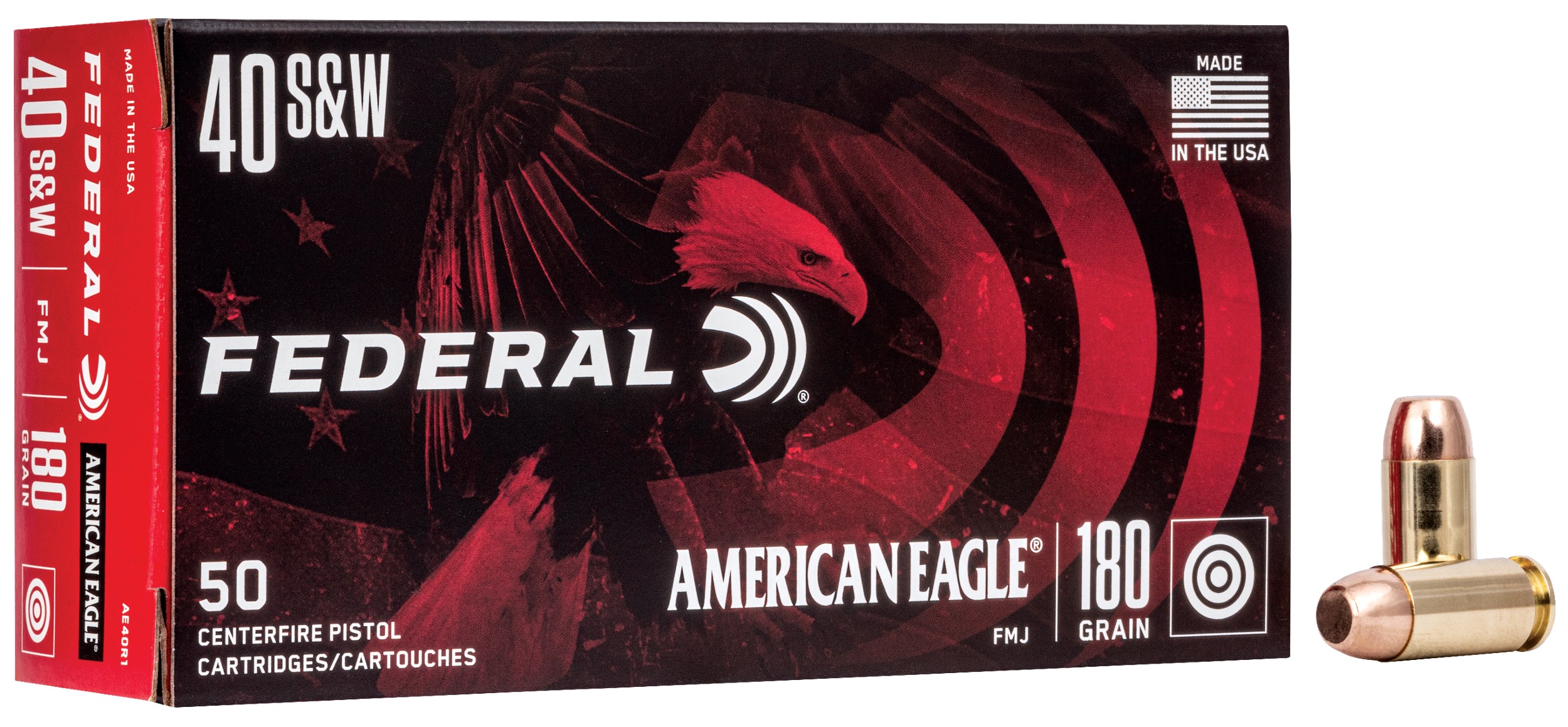 Federal AE40R1 American Eagle Handgun 40S&W 180gr Full Metal Jacket 50 Per Box/20 Case