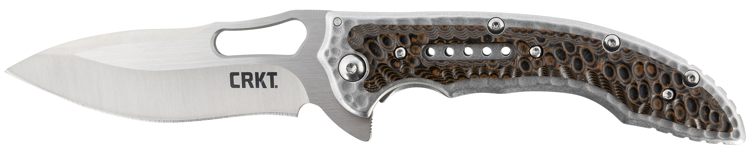 CRKT 5470 Fossil  3.96" Folding Drop Point Plain Satin 8Cr13MoV SS Blade/ Brown G10/SS Handle Includes Pocket Clip