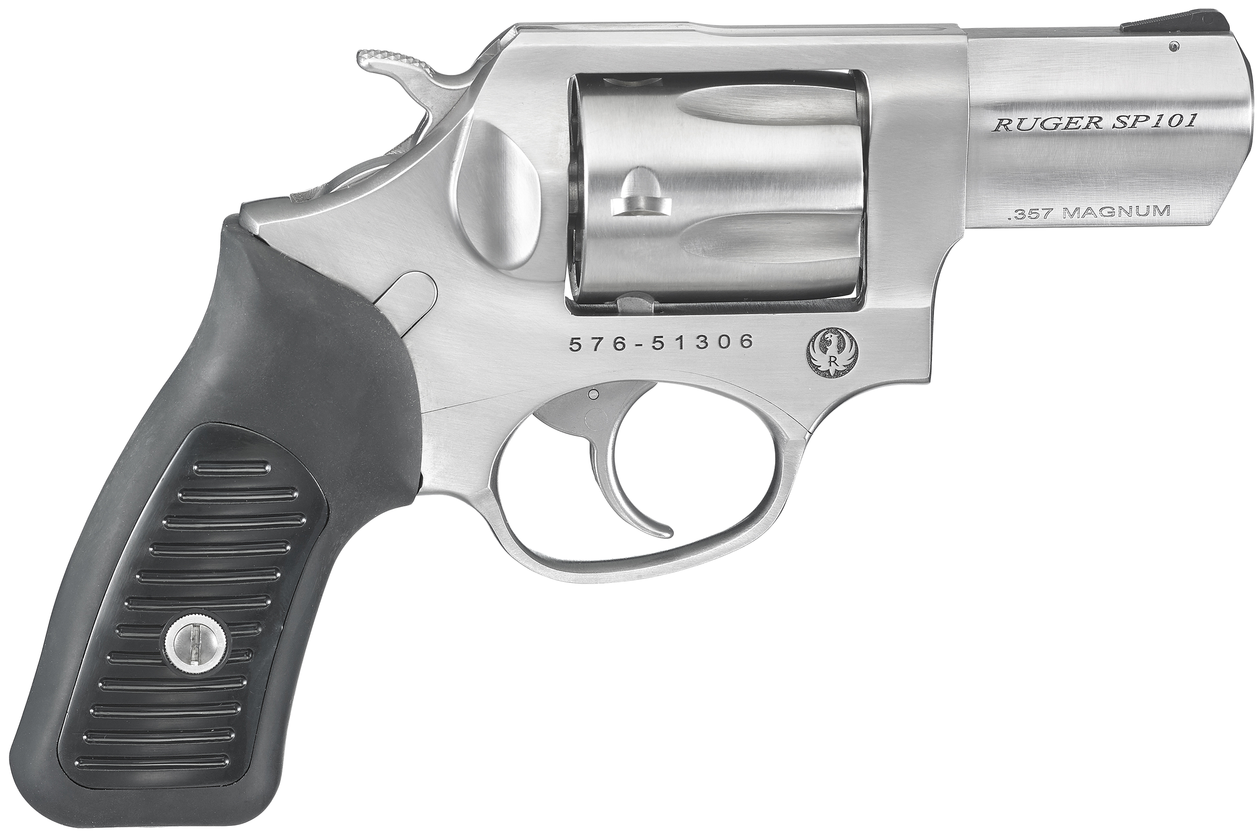 Ruger 5718 SP101  357 Mag 5rd 2.25" Satin Stainless Steel Barrel, Cylinder & Frame, Black Rubber Grip, Transfer Bar Safety, Exposed Hammer