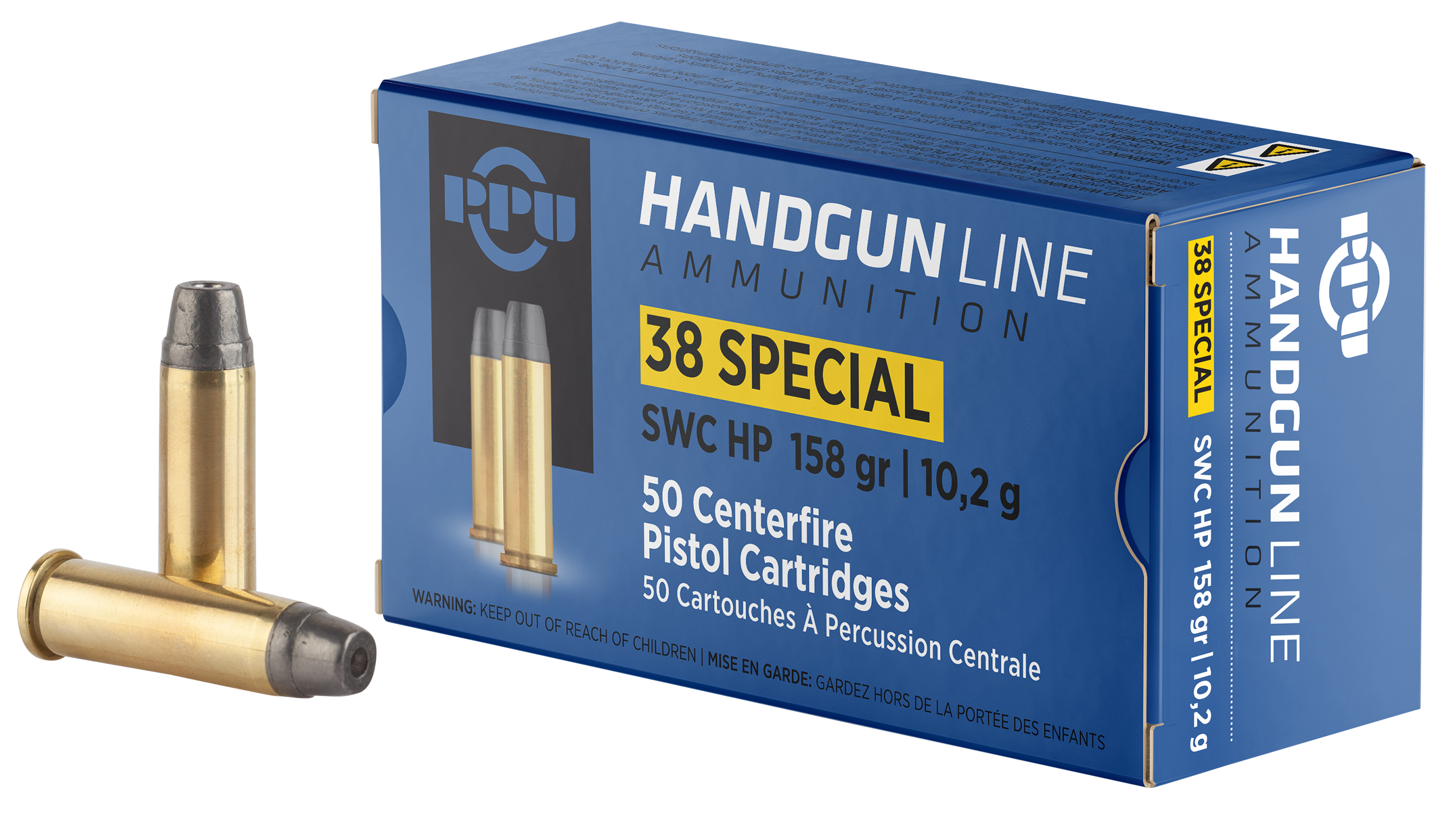 PPU PPH38SH Handgun  38Special 158gr Semi Wadcutter Hollow Point 50 Per Box/10 Case