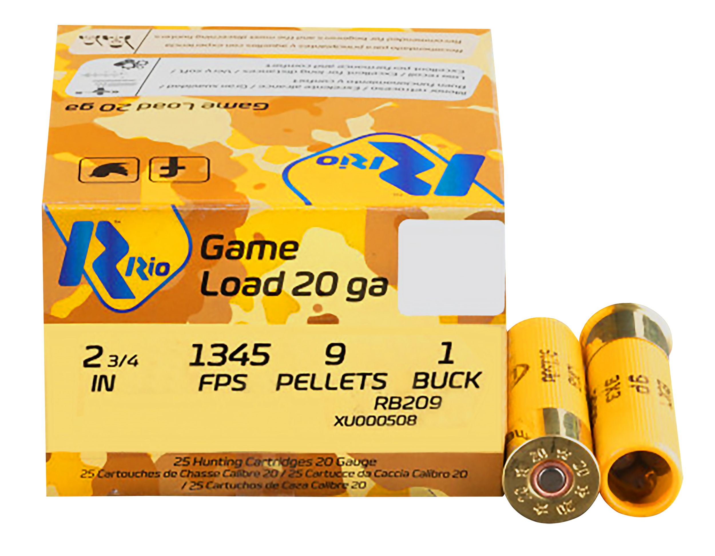 Rio Ammunition RB209 Royal Buck 20Gauge 2.75" 1 1/8oz 1Buck Shot 25 Per Box/10 Case