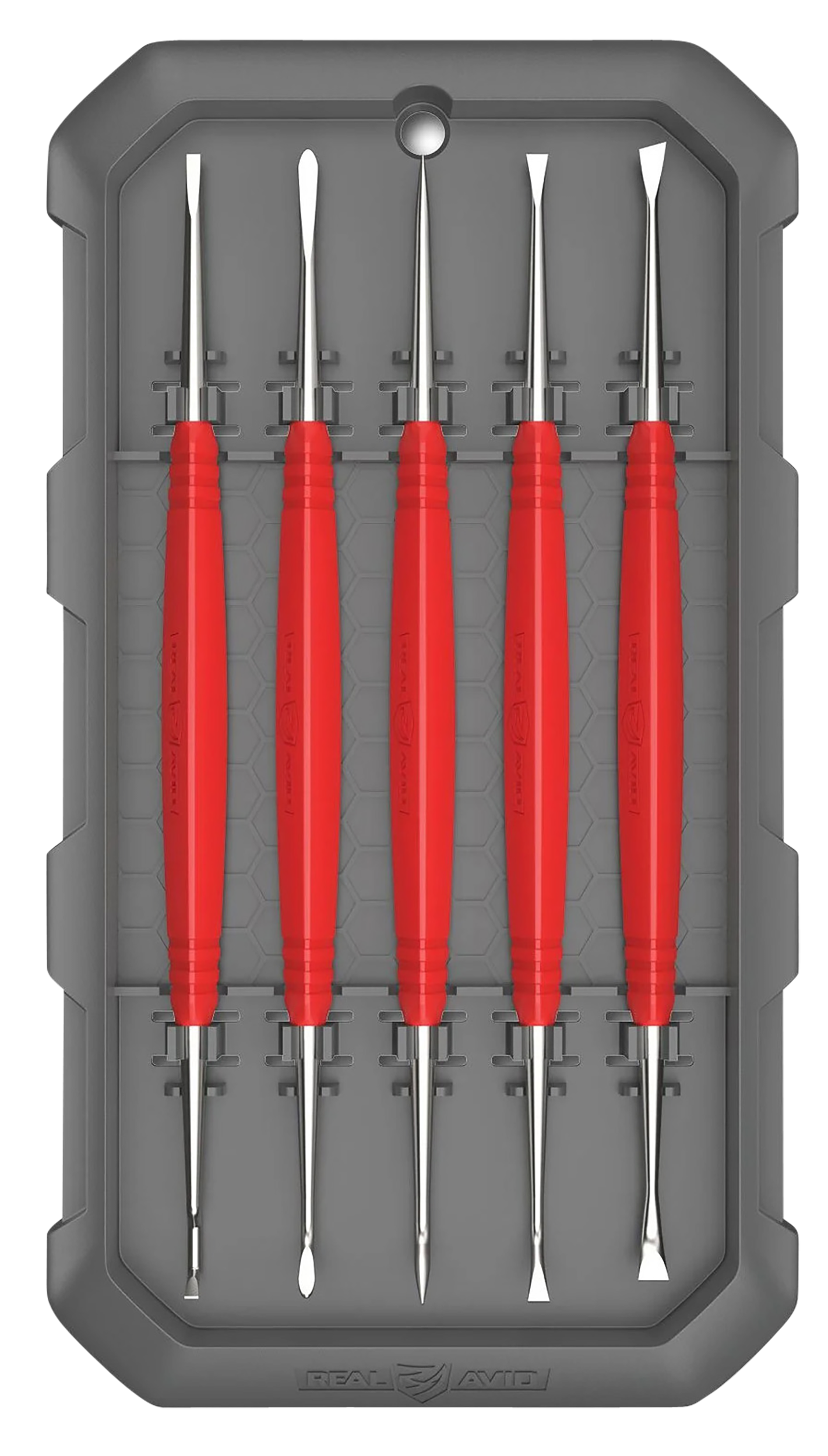 Real Avid AVAGSPS Accu-Grip Steel Picks  Red Rubber Overmold Handle 5 Pieces