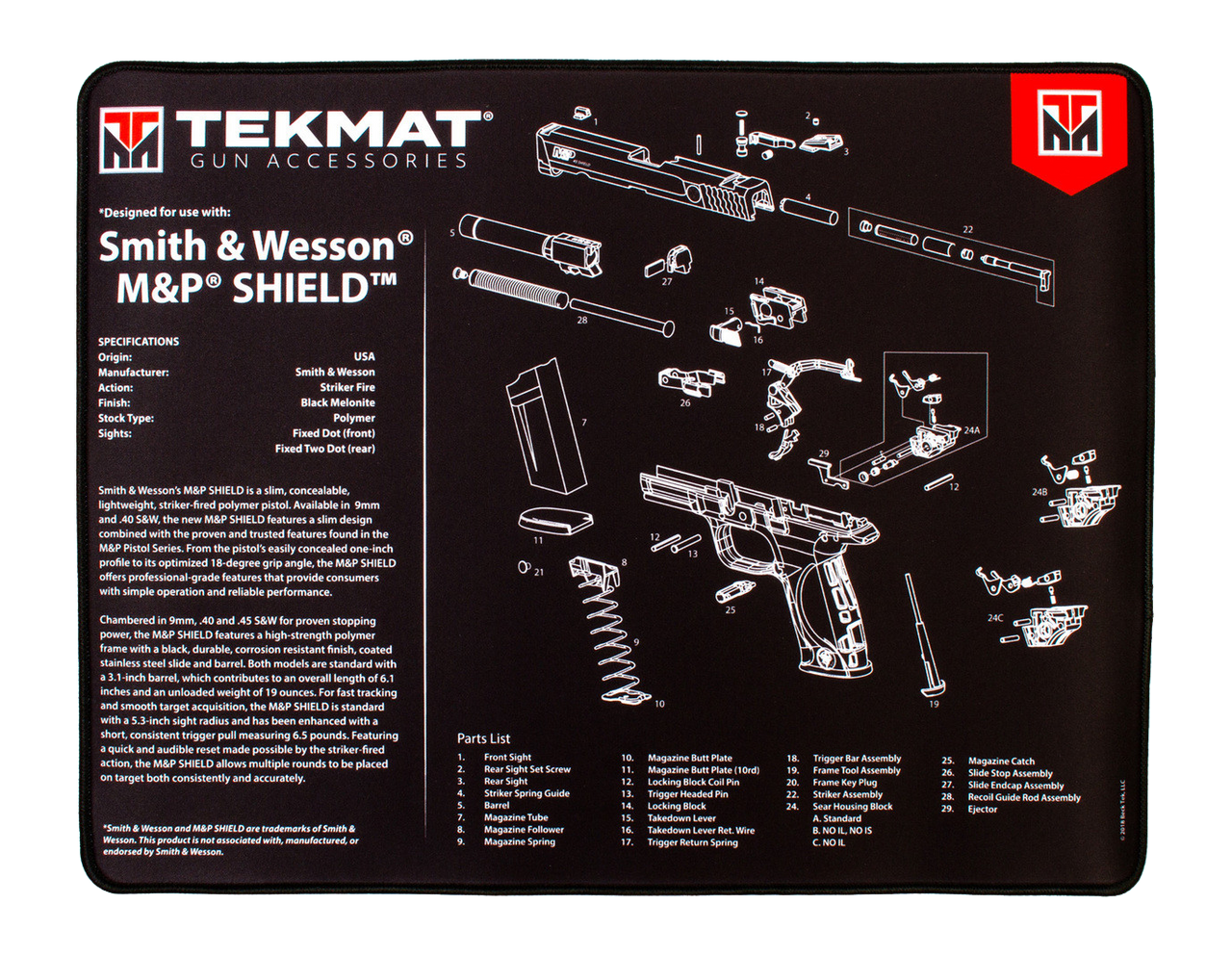 TEKMAT TEK-R20-SW-MP-SHIELD 20X15 ULTRA GLK S&WSHL