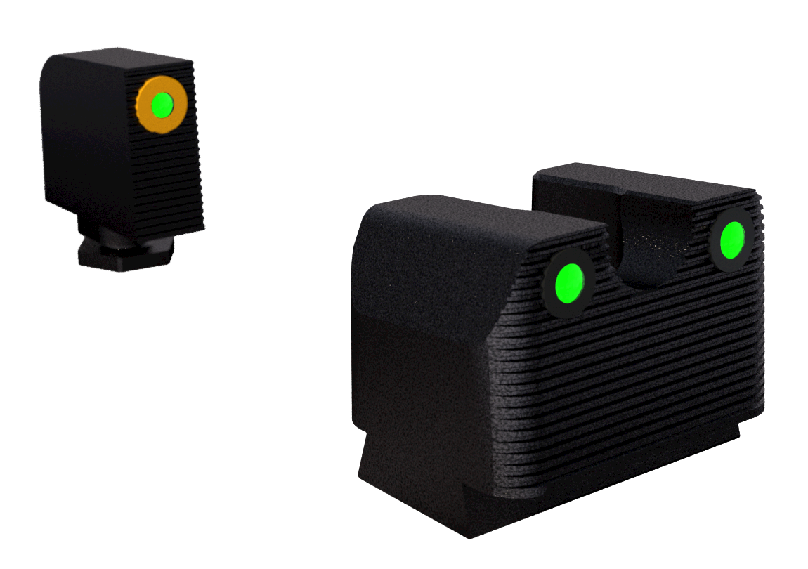 Rival Arms RA3A231G Night Sights for Glock MOS Green Tritium Orange Outline Front Sight-Green Tritium Black Outline Rear Sight Glock 17/19
