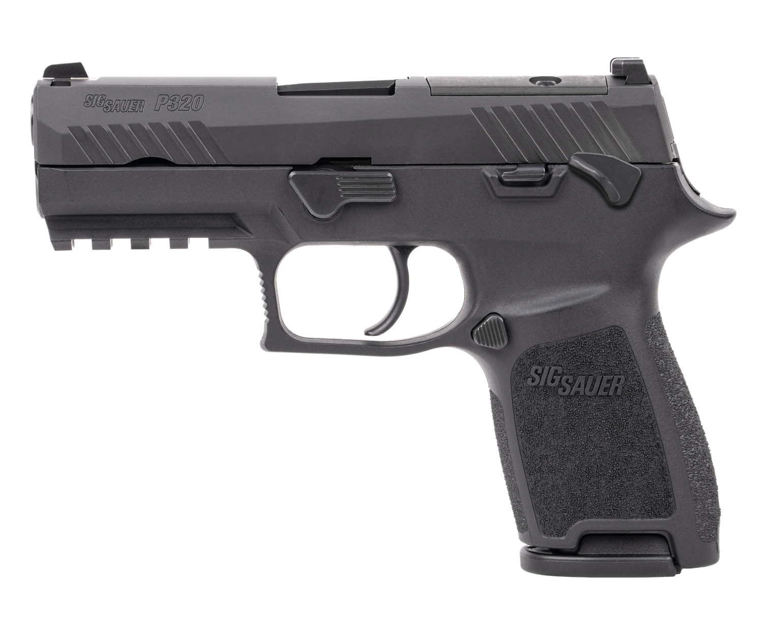 Sig Sauer 320C9BSSPMSMA P320 *MA Compliant Compact 9mm Luger 10+1 3.90" Black DLC Barrel, Black Nitron Stainless Steel Optic Ready/Serrated Slide, Black Stainless Steel Frame w/Picatinny Rail, Texture
