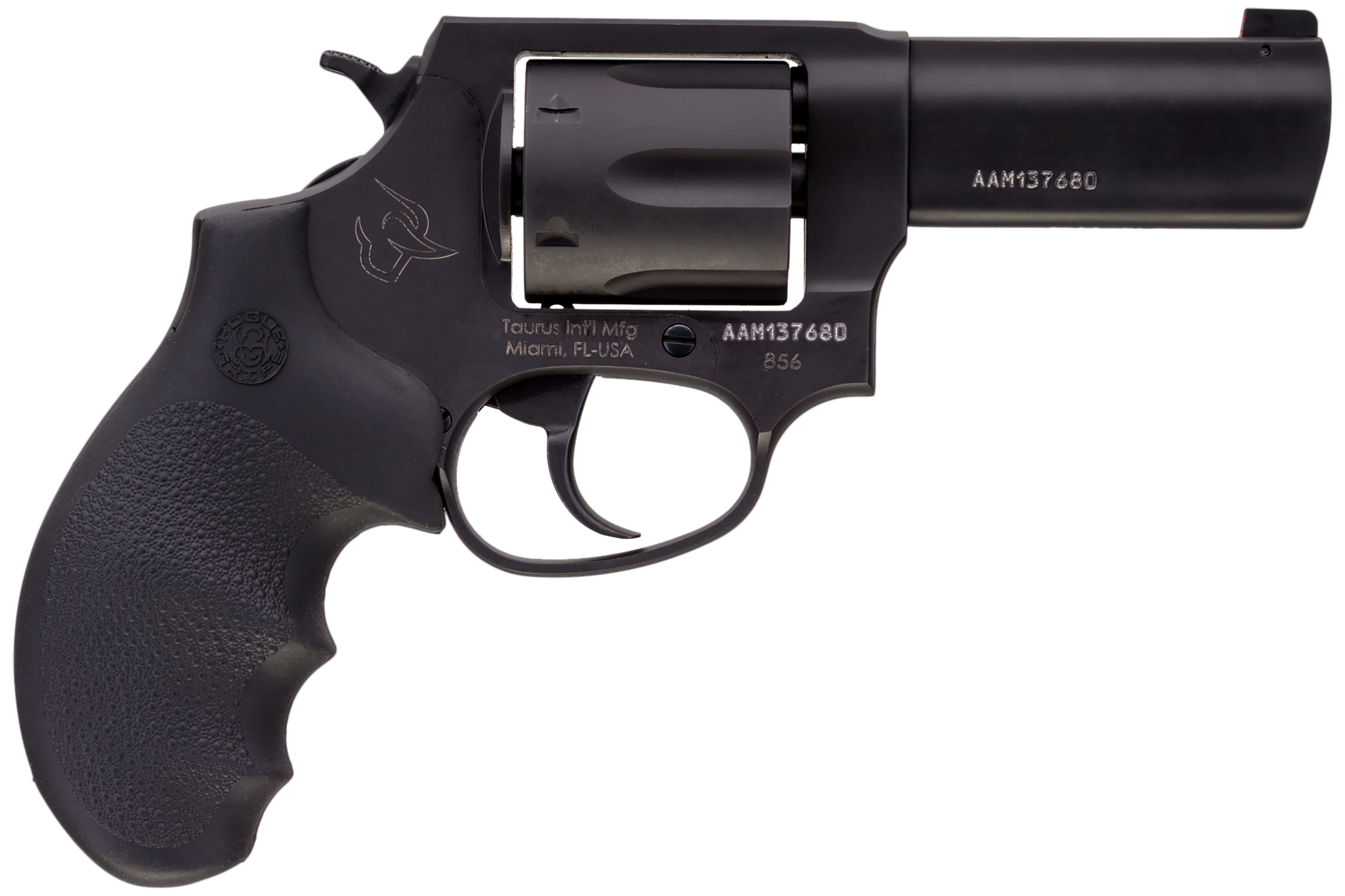 Taurus 2-85631NS 856 Defender Small 38 Special +P 6 Shot 3" Matte Black Stainless Steel Barrel & Cylinder, Matte Black Aluminum Frame, Hogue Finger Grooved Grip, Transfer Bar Safety, Exposed Hammer