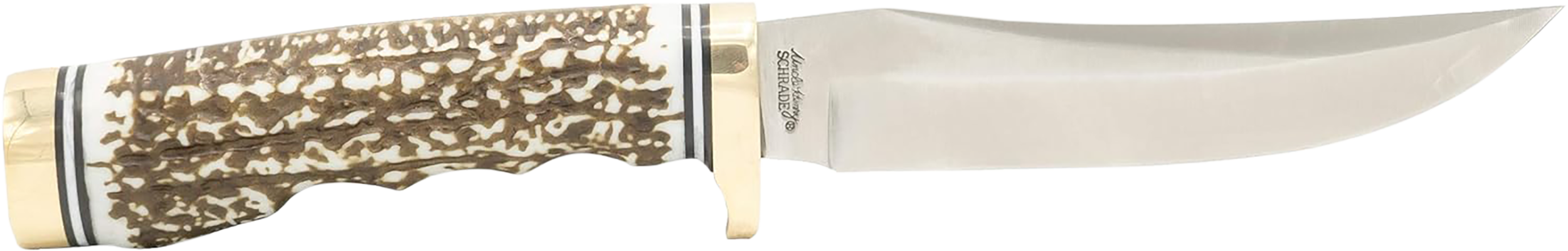 Uncle Henry 1100087 Next Gen Golden Spike 5" Fixed Plain Satin Polished Stainless Steel Blade, Brown Brass Accents Staglon Handle