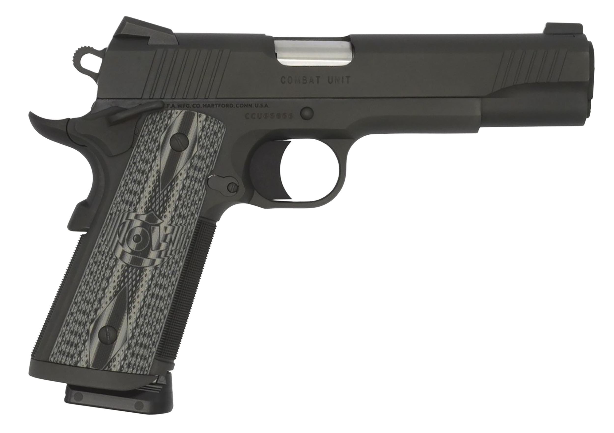 Colt Mfg O1082CCU CCU Government 9mm Luger 9+1 5" Stainless National Match Barrel, Matte Black DLC Serrated Stainless Steel Slide & Frame w/Beavertail, Black Scalloped G10 Grip, Ambidextrous