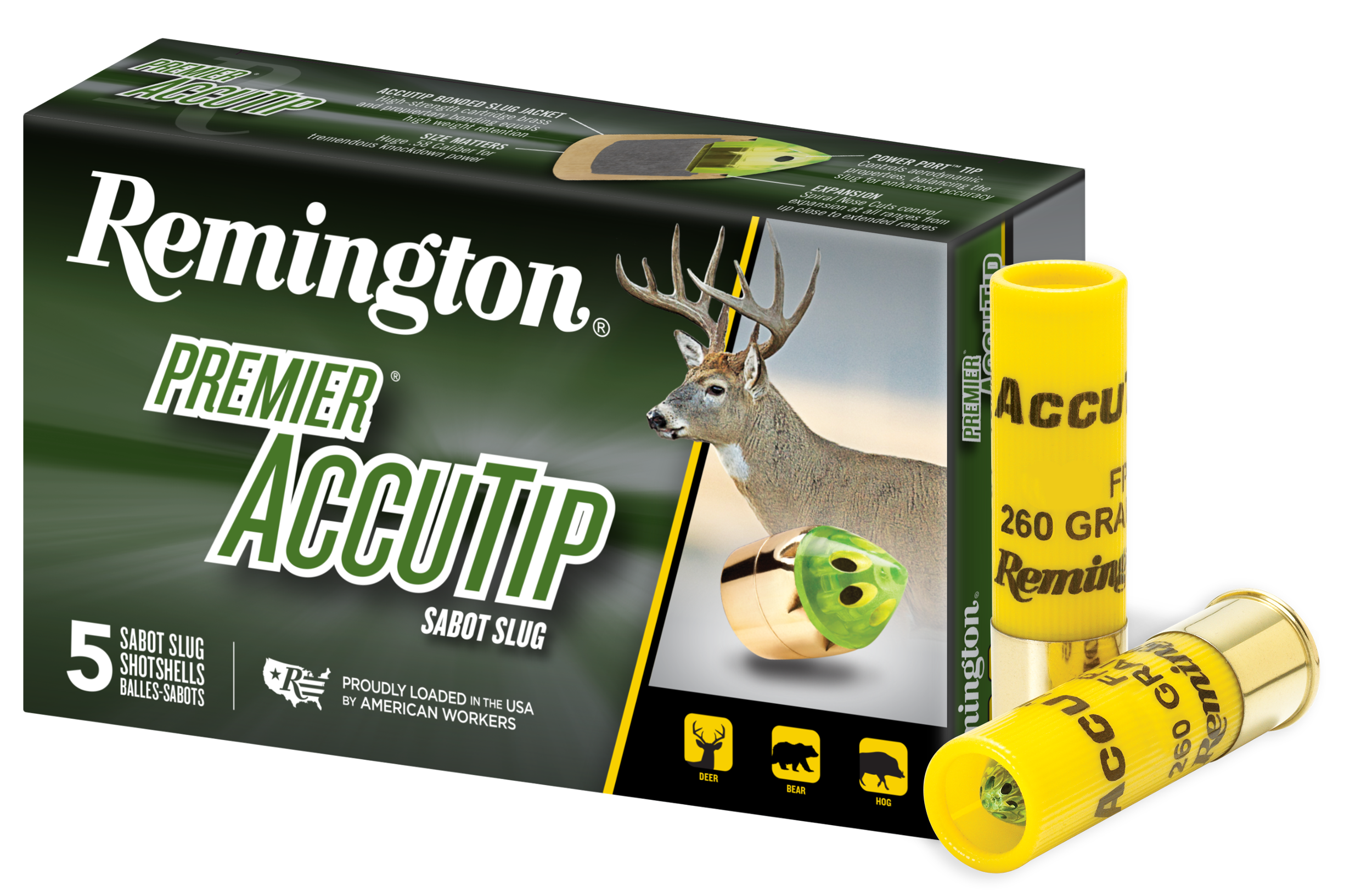 Remington Ammunition 20498 Premier AccuTip 20 Gauge 3" Sabot Slug Shot 5 Per Box/ 20 Cs