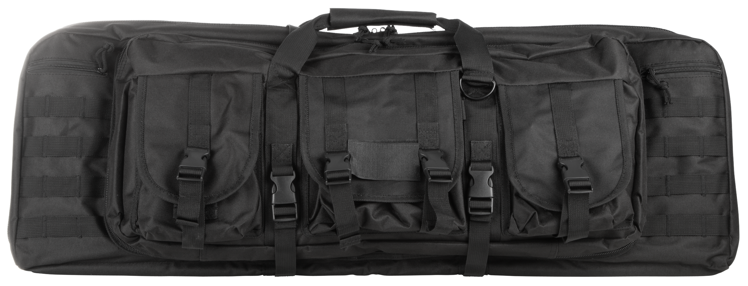 NcStar CVDC2946B36 VISM Double Carbine Case Black PVC Nylon w/ Foam Padding Lockable Zippers Pockets & MOLLE Webbing