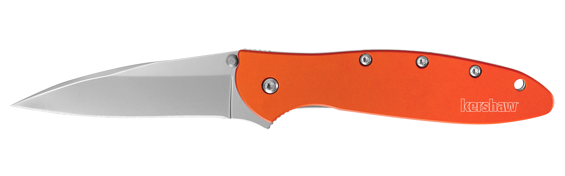 Kershaw 1660OR Leek  3" Folding Drop Point Plain Bead Blasted 14C28N Steel Blade Orange Anodized Aluminum Handle Includes Pocket Clip