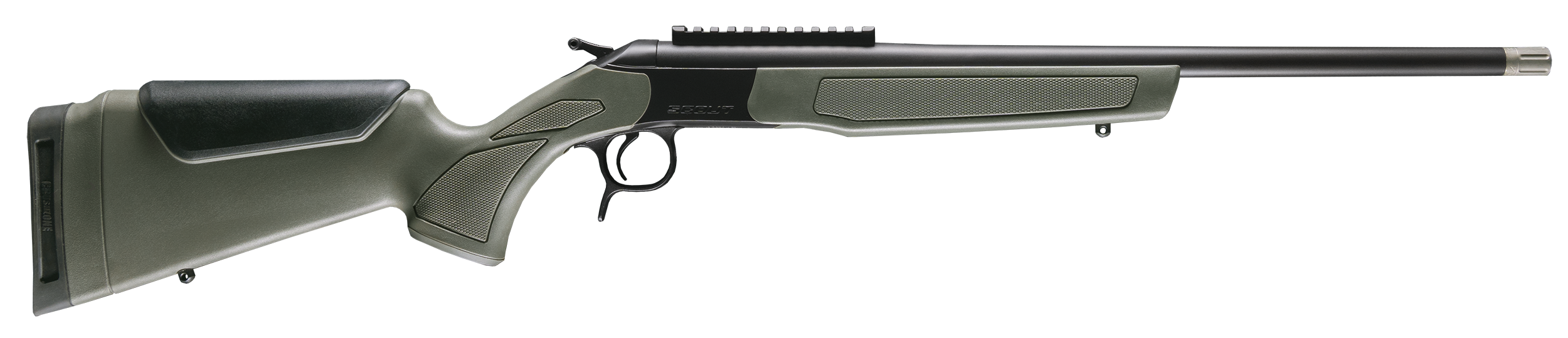 CVA CR4918 Scout Spur Compact 410 Gauge 1rd 20" Blued Single Shot Barrel, Blued Receiver w/Picatinny Rail, OD Green & Black Synthetic Stock