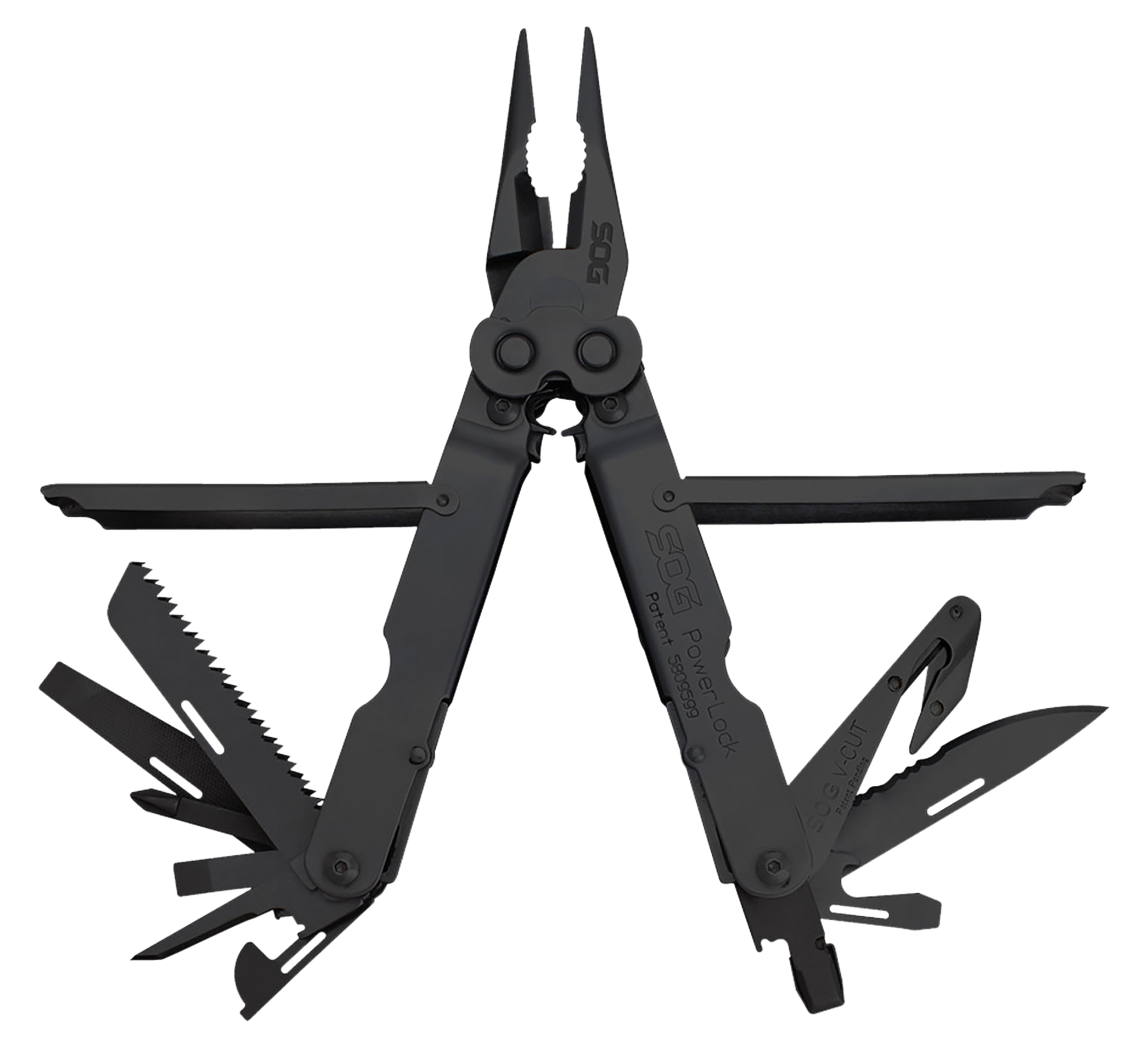 S.O.G SOG-B63N-CP Powerlock V-Cutter Black Oxide 420 Stainless Steel 7" Long Features 18 Tools w/Sheath