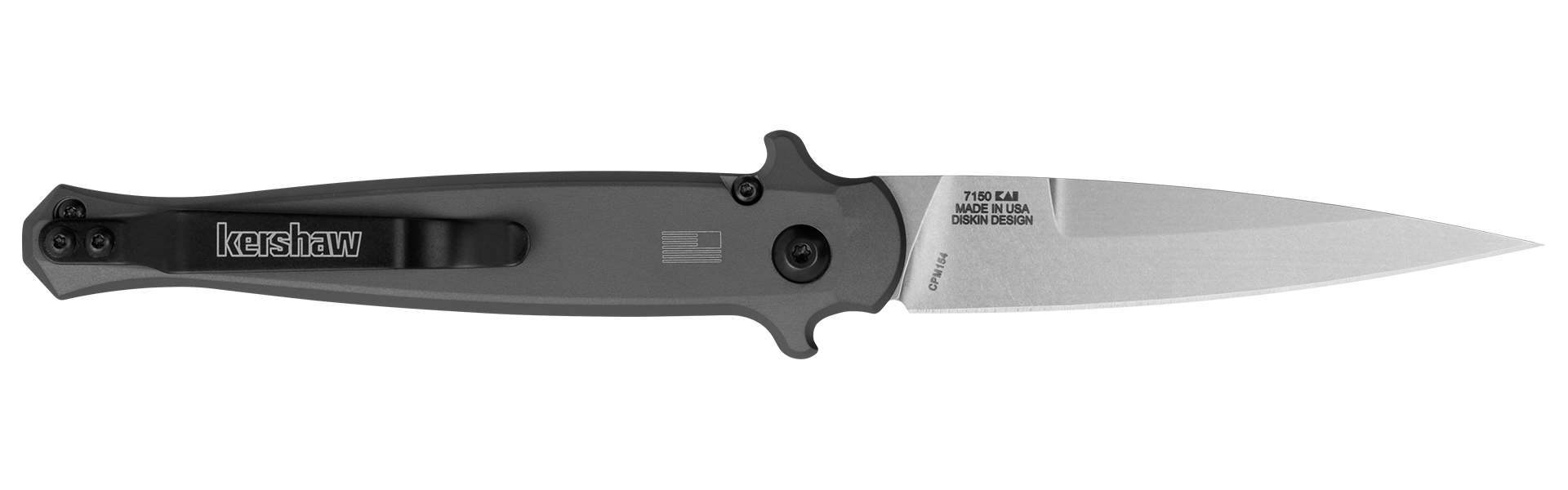 Kershaw 7150 Launch 8 3.50" Folding Spear Point Plain Stonewashed CPM 154 SS Blade Gray w/Insert Aluminum/Carbon Fiber Handle Includes Pocket Clip