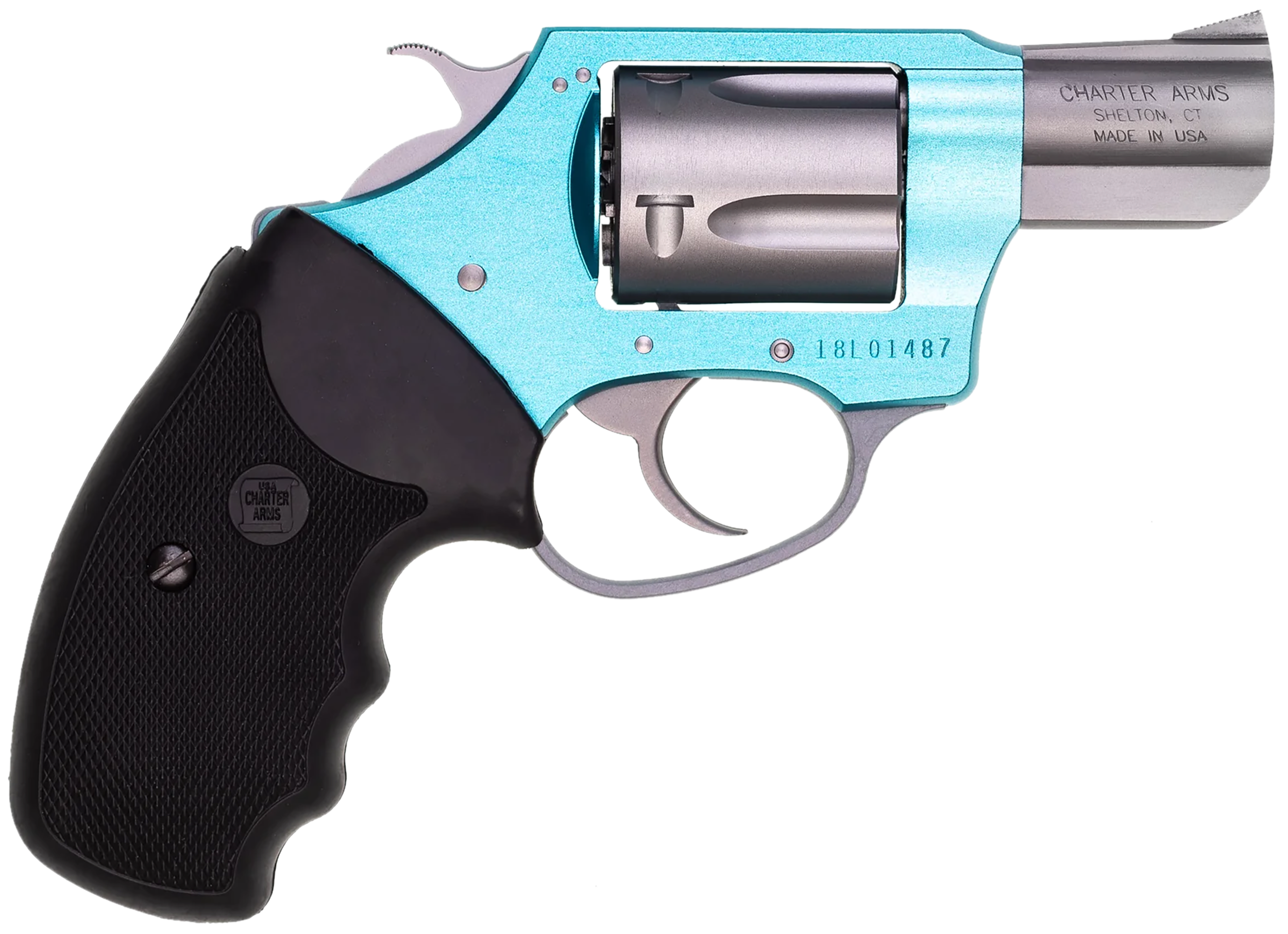 Charter Arms 53860 Undercover Lite Santa Fe Sky Small 38 Special, 5 Shot 2" Stainless Steel Barrel & Cylinder, Turquoise Aluminum Frame w/Black Finger Grooved Rubber Grip, Exposed Hammer