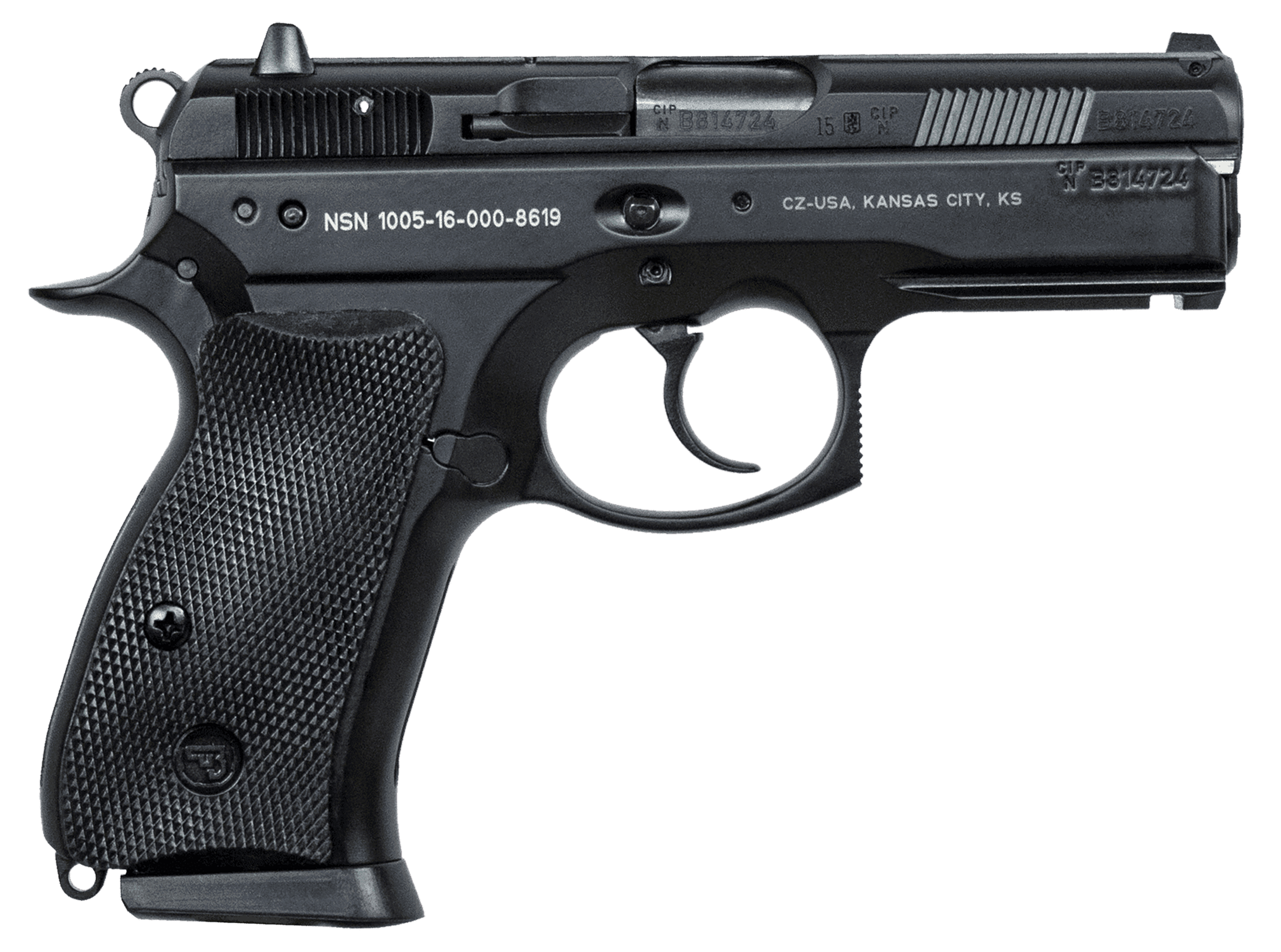 CZ-USA 91199 P-01 Compact Frame 9mm Luger 15+1 3.75" Black Steel Barrel, Black Steel Serrated Slide, Black Polycoat Aluminum Frame w/Beavertail, Black Rubber Grip, Right Hand