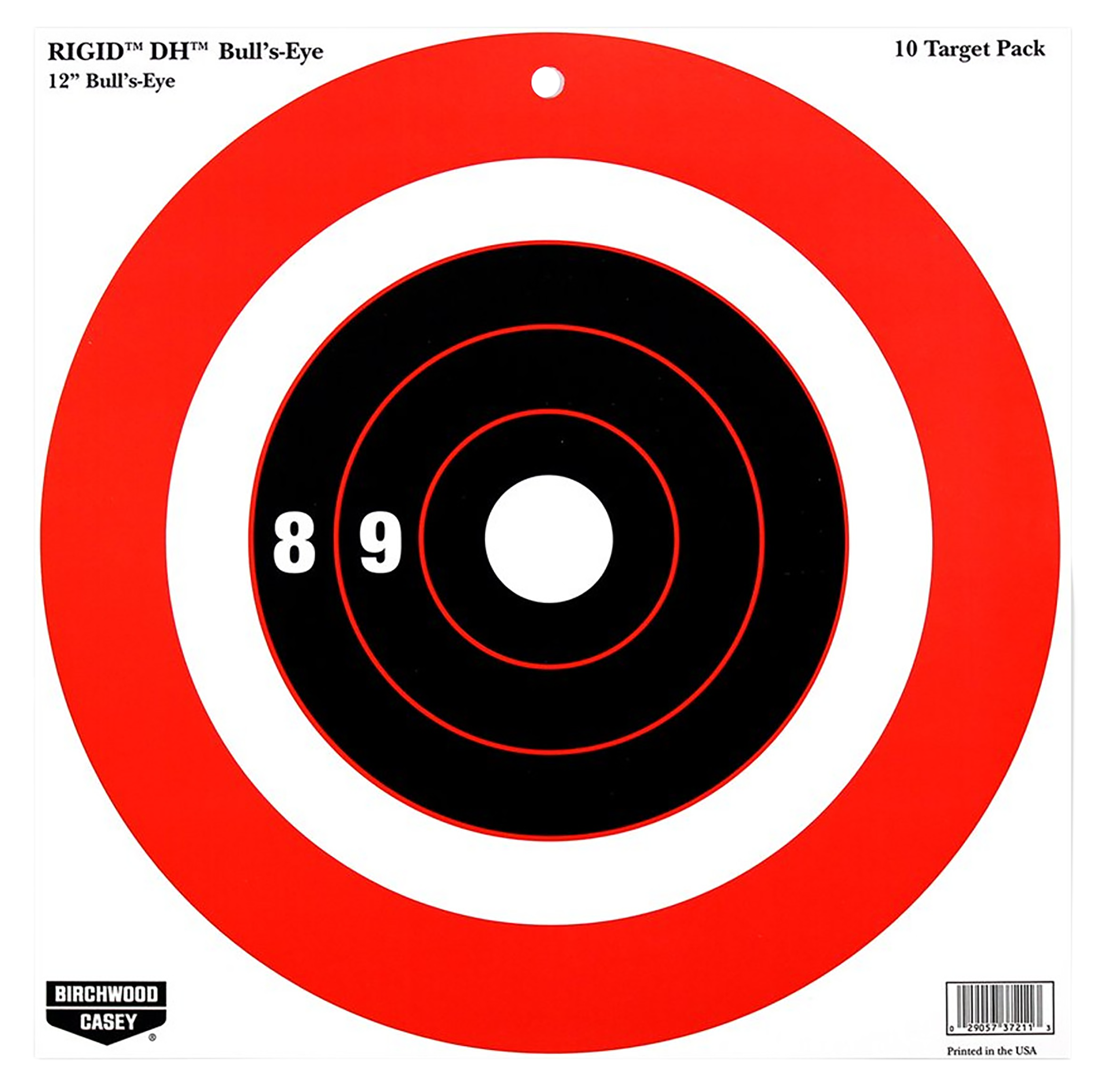 Birchwood Casey 37211 Rigid DH Bullseye Tagboard Hanging 12" x 12" Black/Orange 10 Pk.