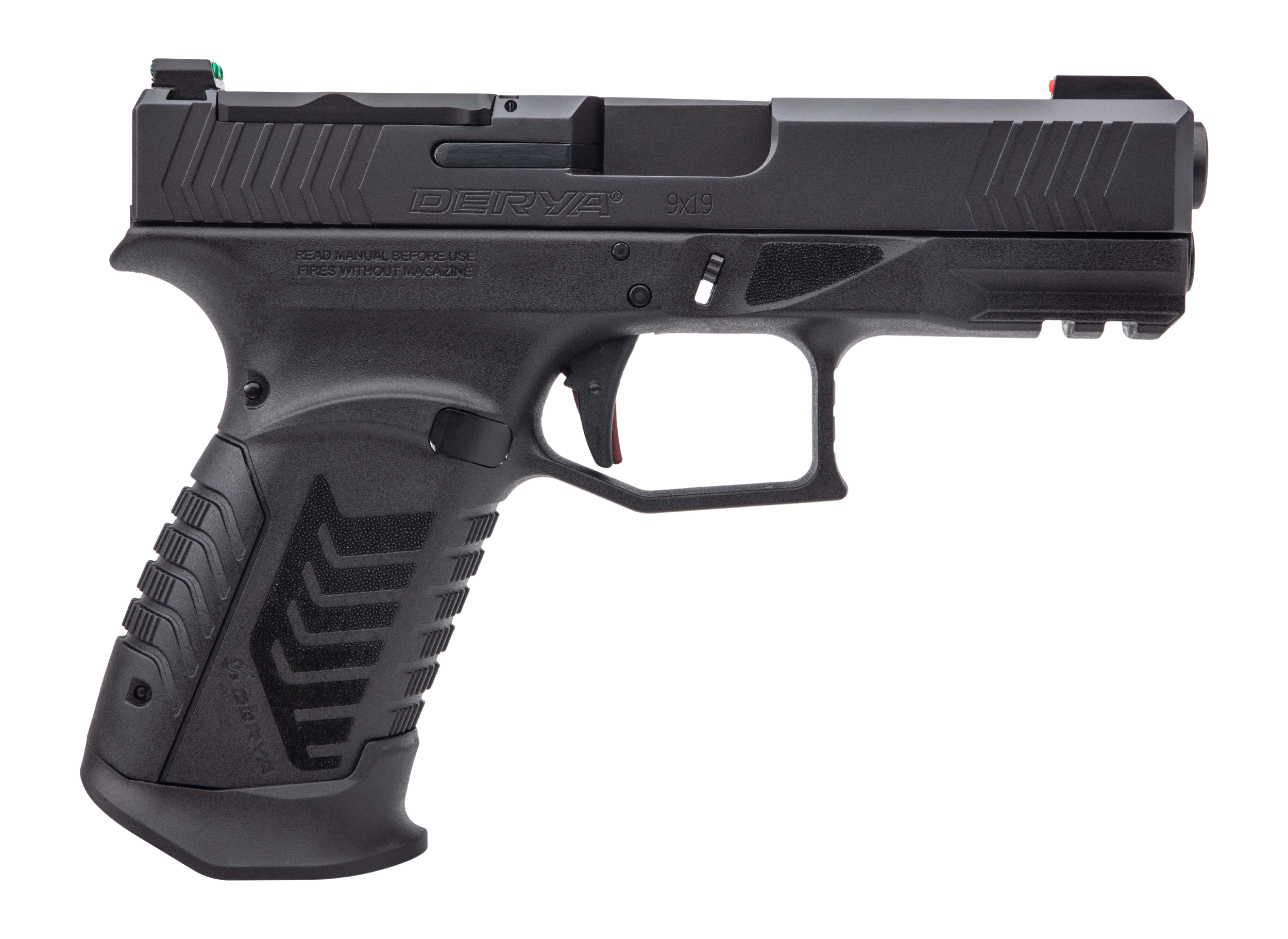 Derya Firearms DY9.MA.US DY9 MA Compliant 9mm Luger 10+1 3.86" Black Melonite Alloy Steel Optic Ready/Serrated Slide, Black Polymer Frame w/Picatinny Rail, Interchangeable Backstrap Grip