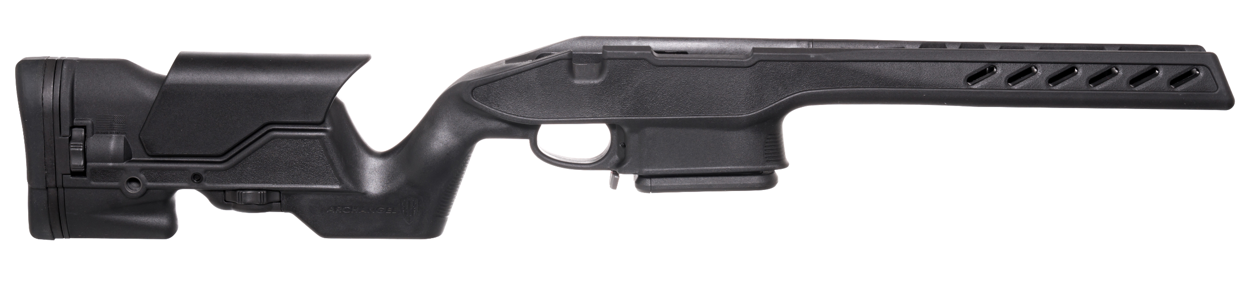 Archangel AA1500SA Precision Stock  Black Synthetic Fixed with Adjustable Cheek Riser for Weatherby Vanguard; Howa 1500 Short Action Includes Mag